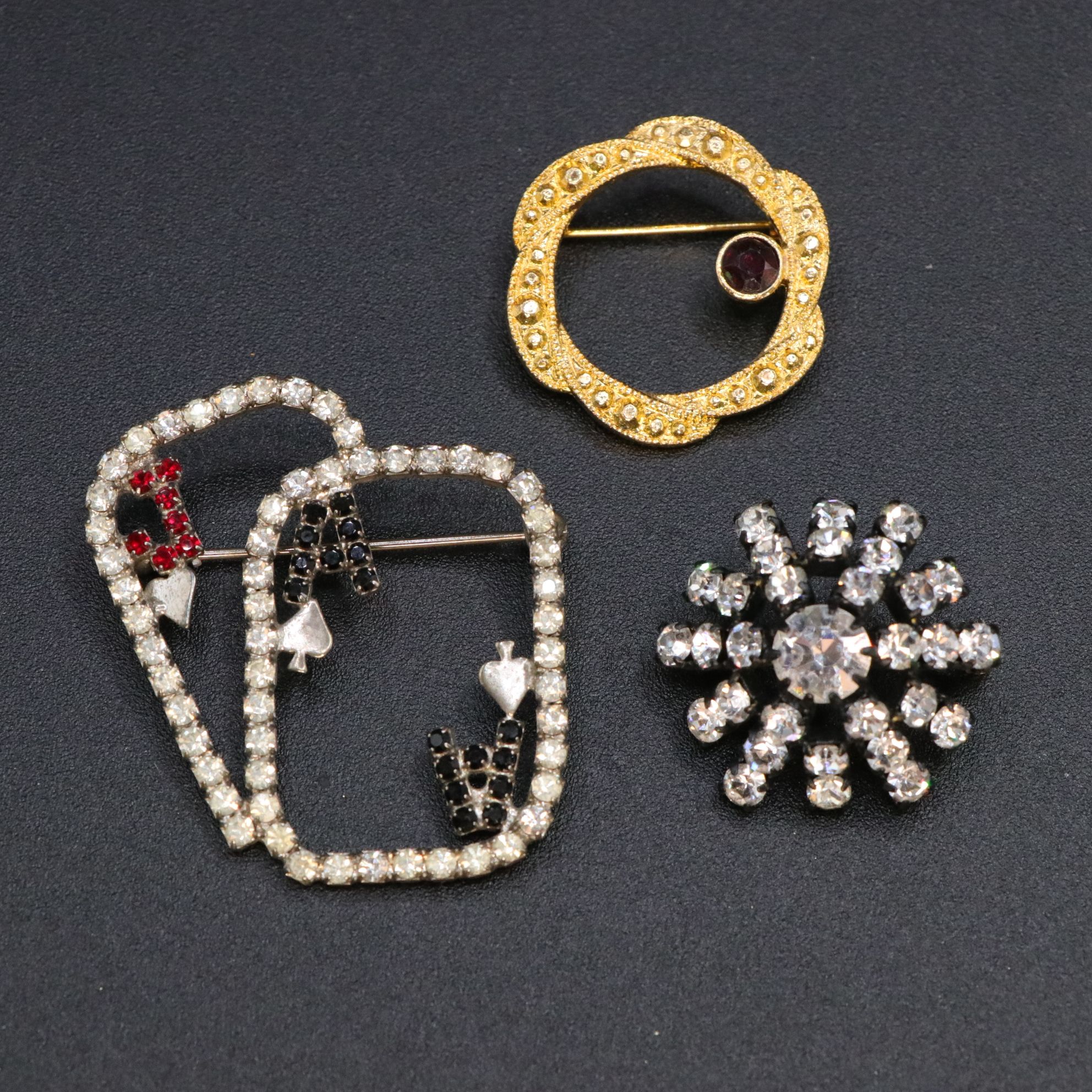 Cloisonné Black Rhinestone & Aurora Borealis Brooch with Karu & More Jewelry