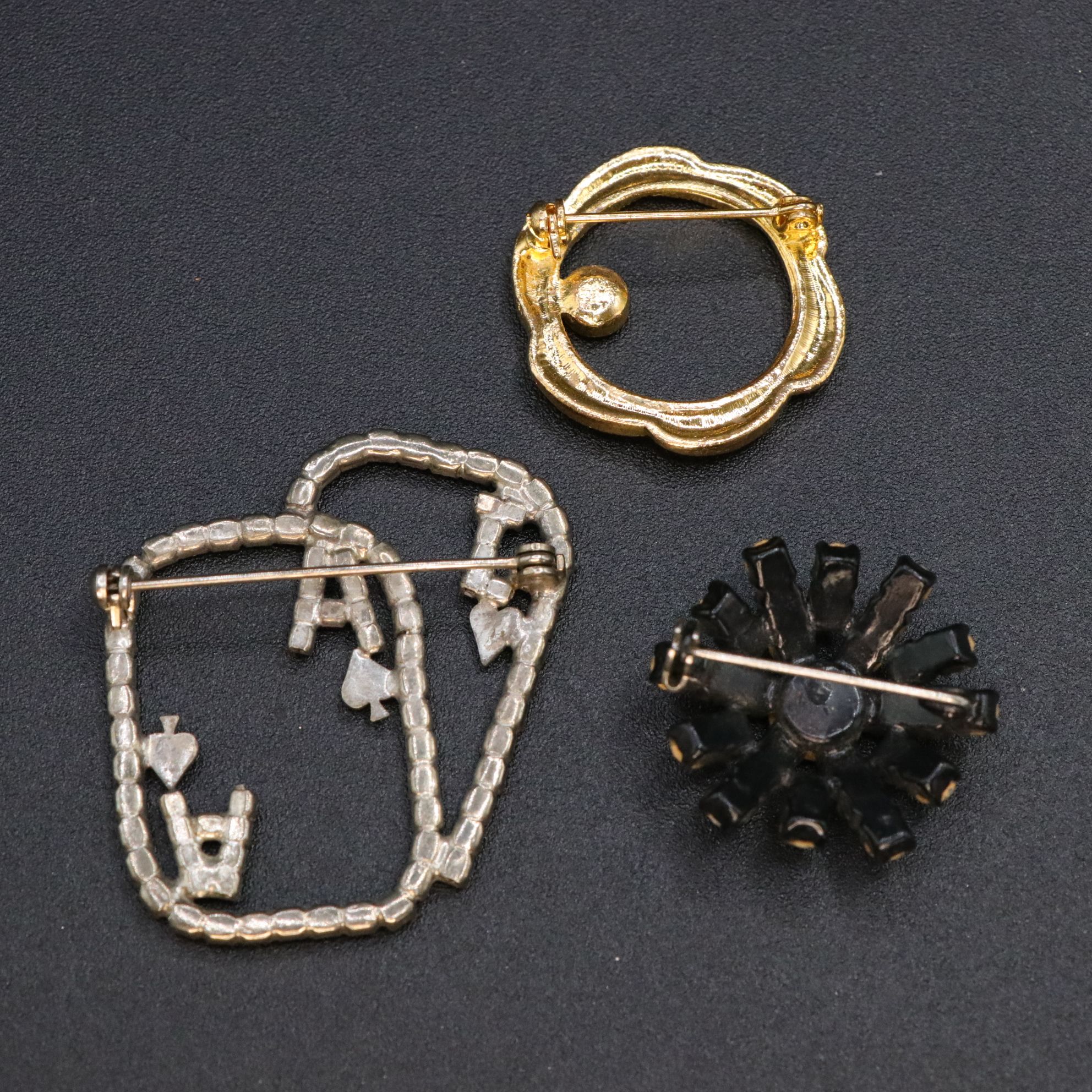 Cloisonné Black Rhinestone & Aurora Borealis Brooch with Karu & More Jewelry