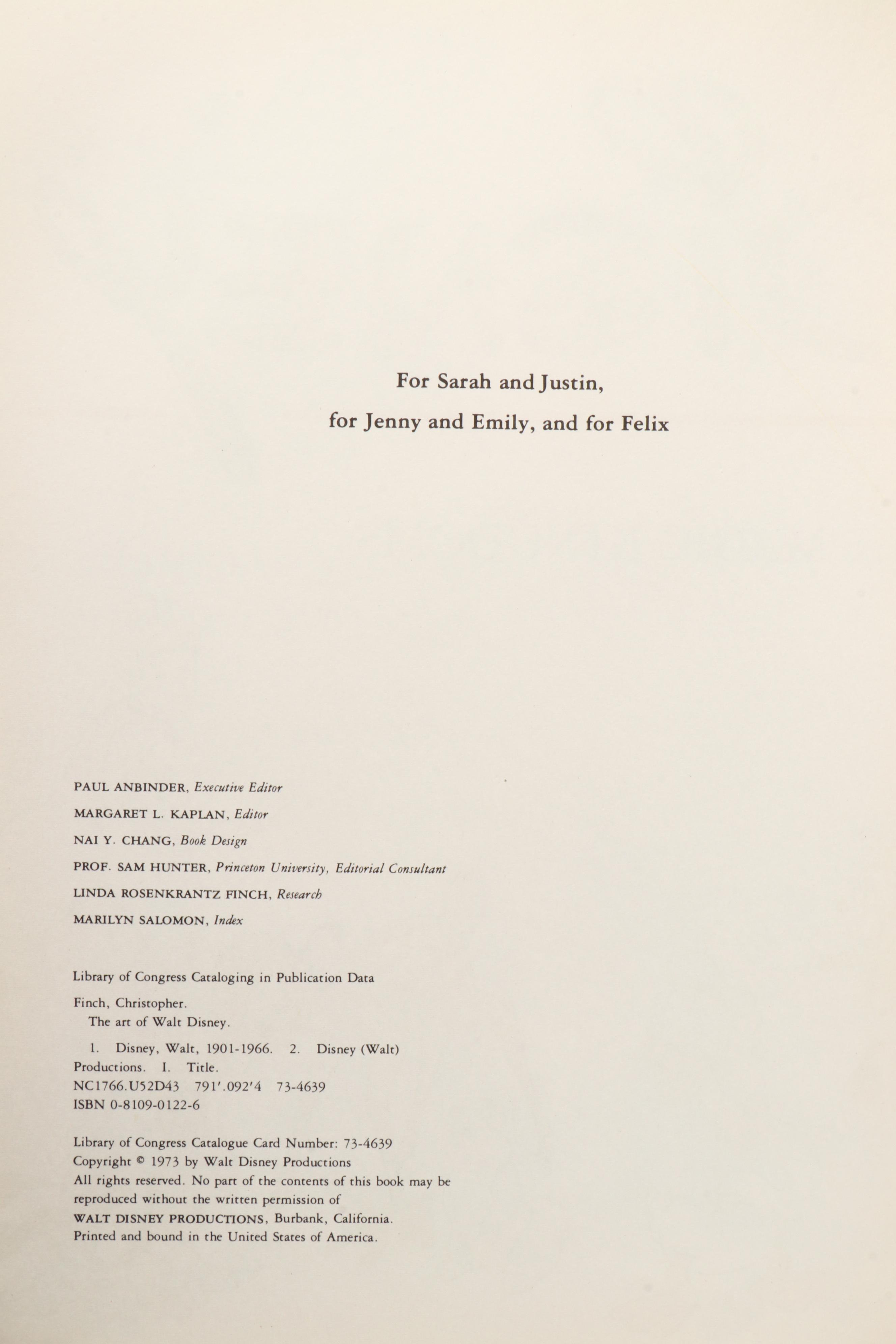 First Edition "The Art of Walt Disney" by Christopher Finch, 1973