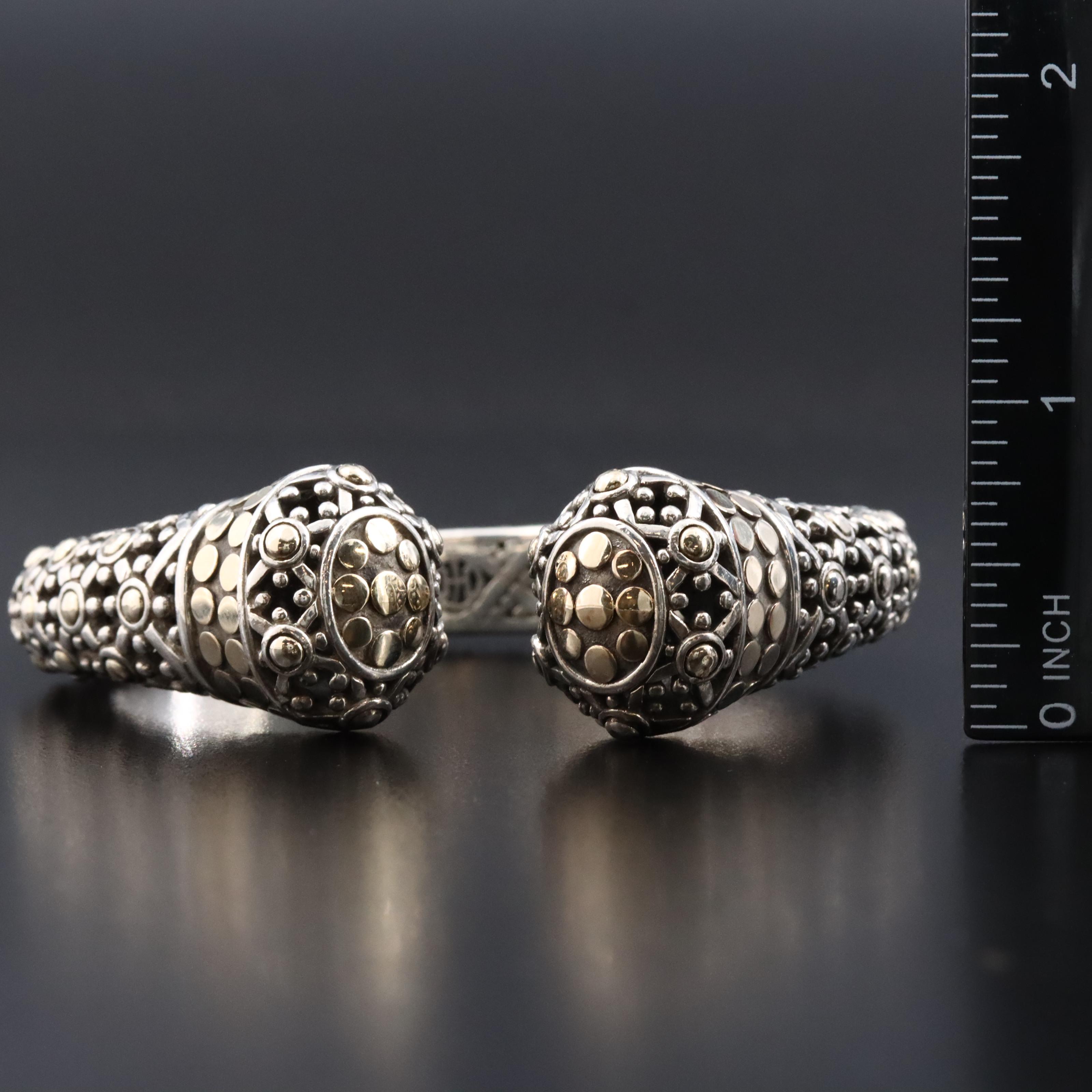 John Hardy Jaisalmer Dot Sterling and 18K Kick Cuff Bracelet