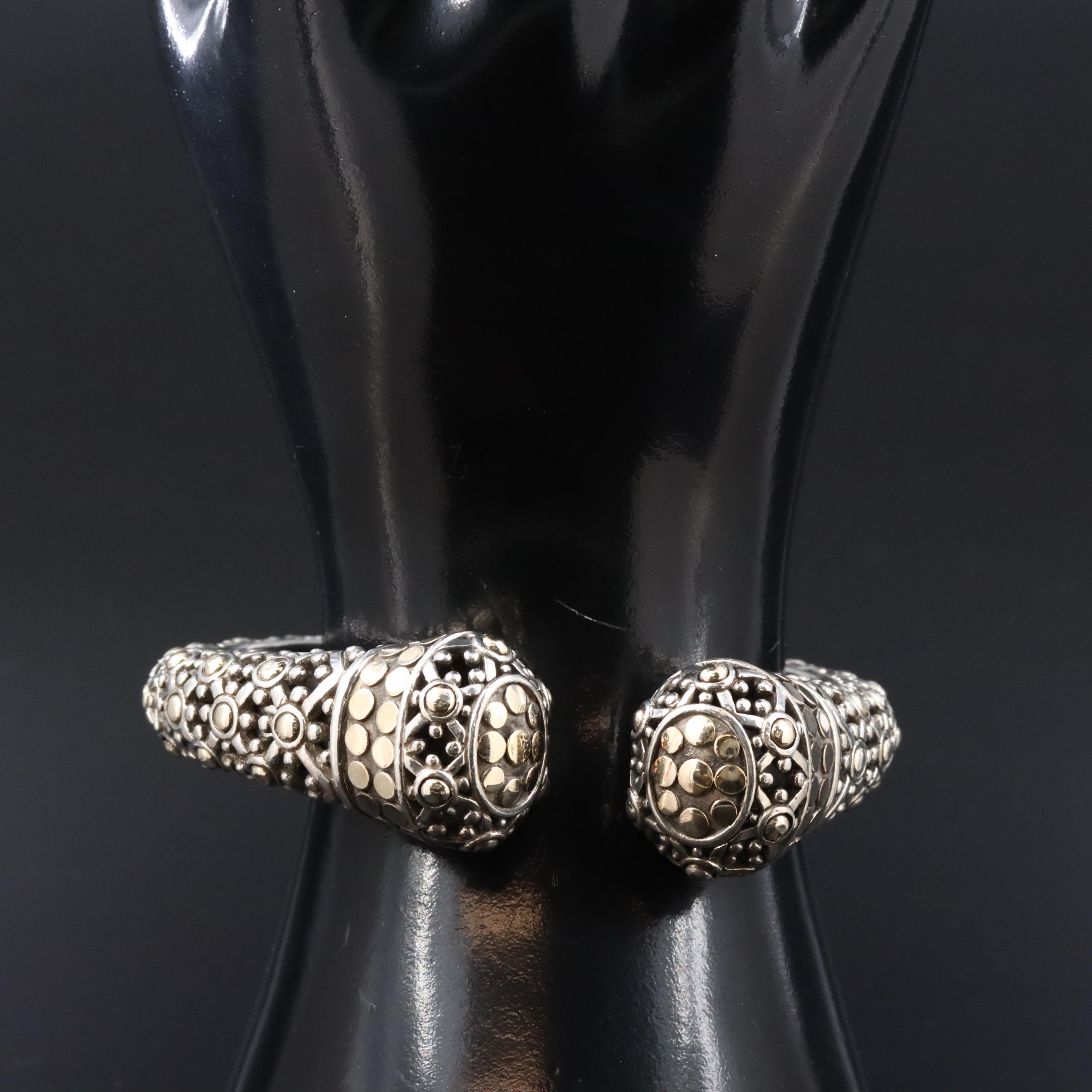 John Hardy Jaisalmer Dot Sterling and 18K Kick Cuff Bracelet