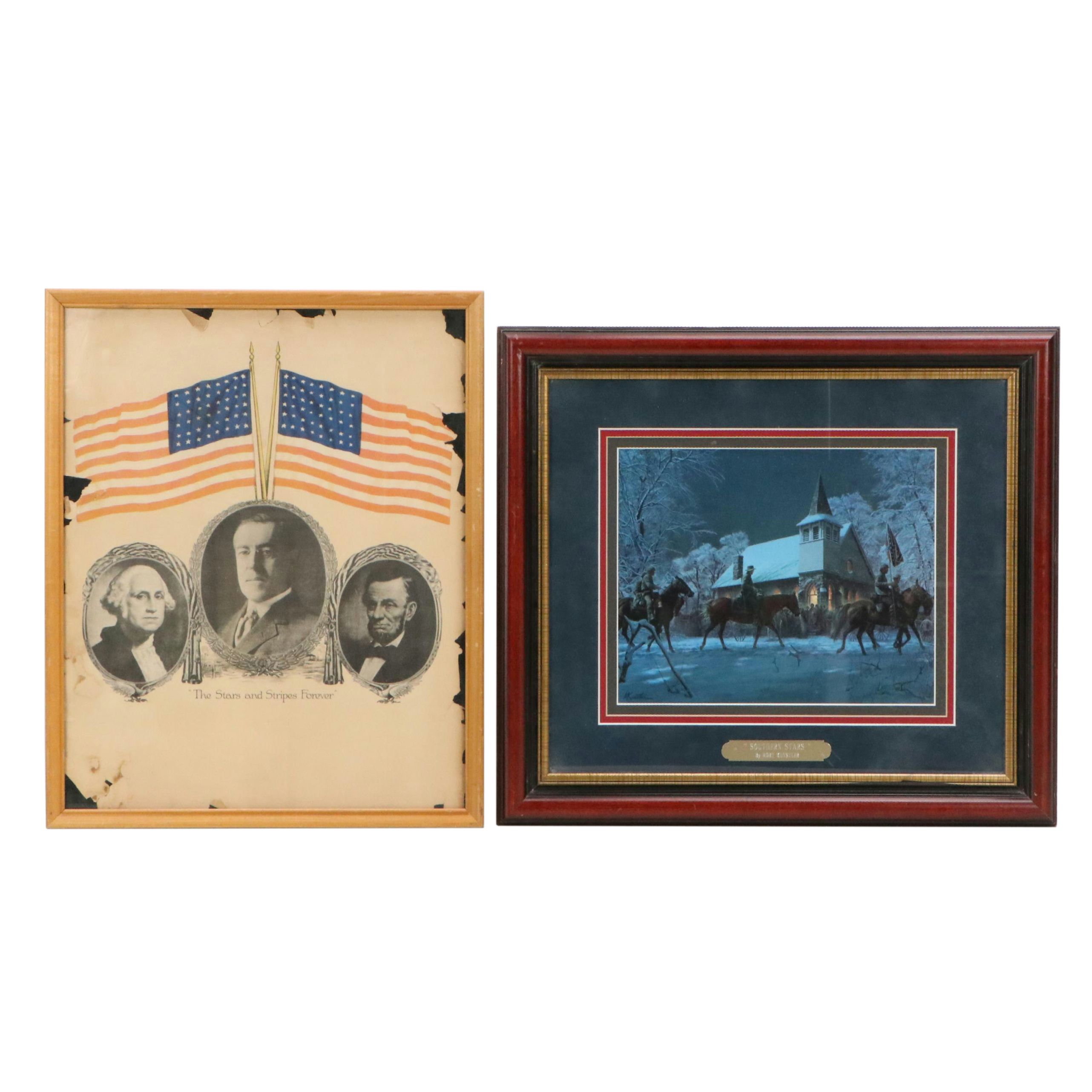 Mort Künstler Print "Southern Stars" and Woodrow Wilson Campaign Poster