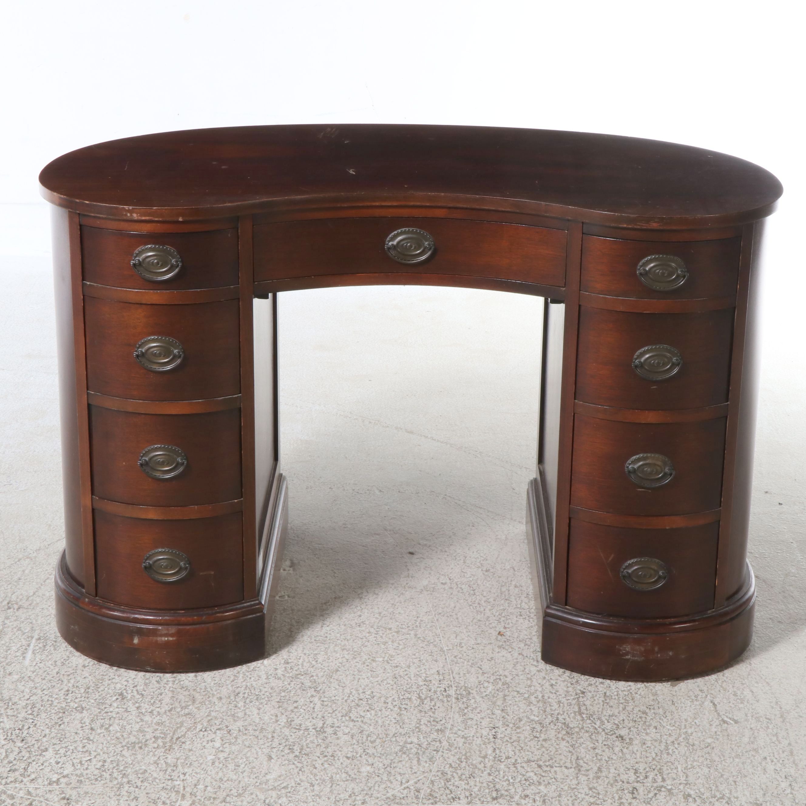 George III Style Mahogany Kidney Shaped Desk