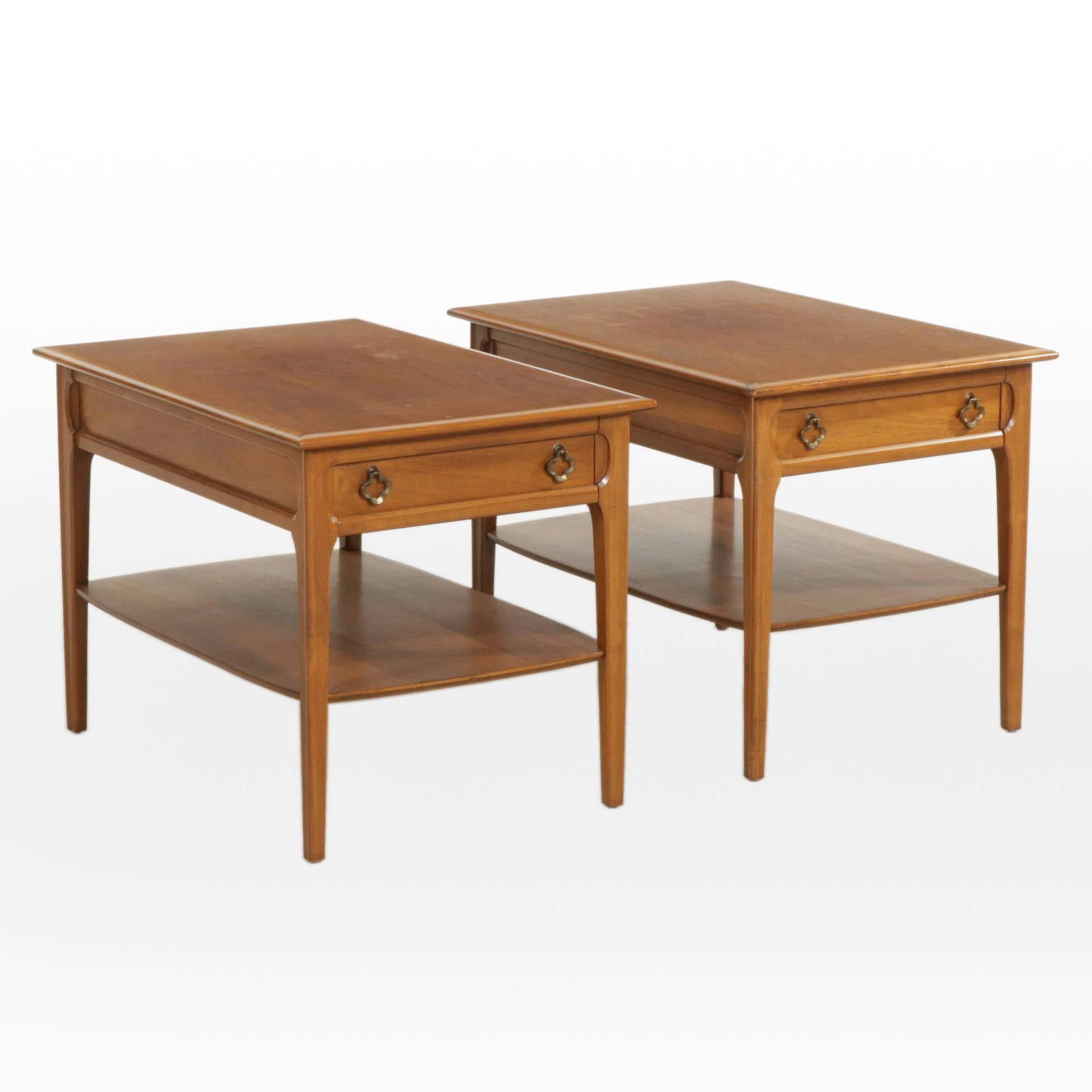 Mersman Mid Century Modern Walnut Side Tables, Pair
