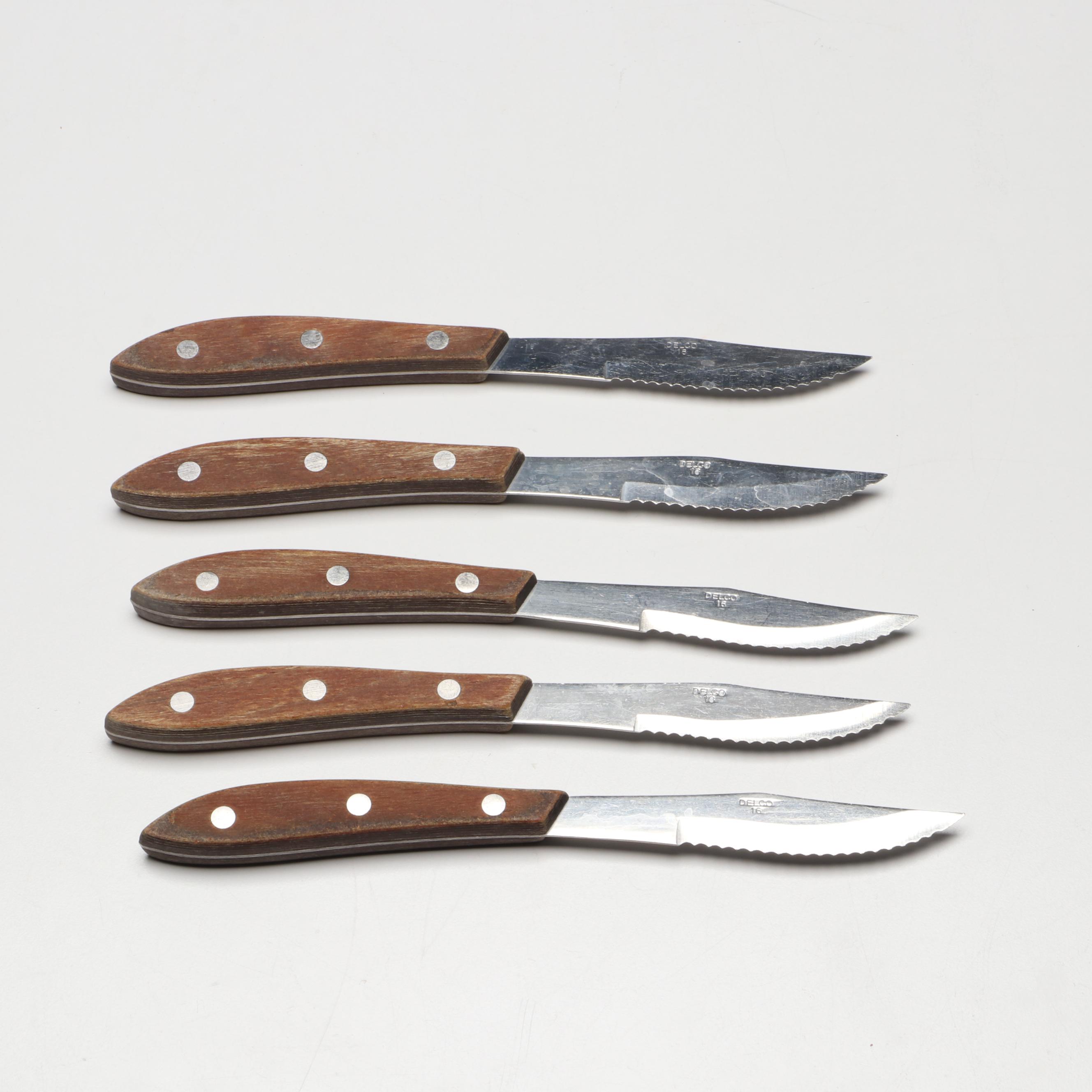 Delco Steak Knifes in Hand-Painted Wall Hanging Chef Knife Block