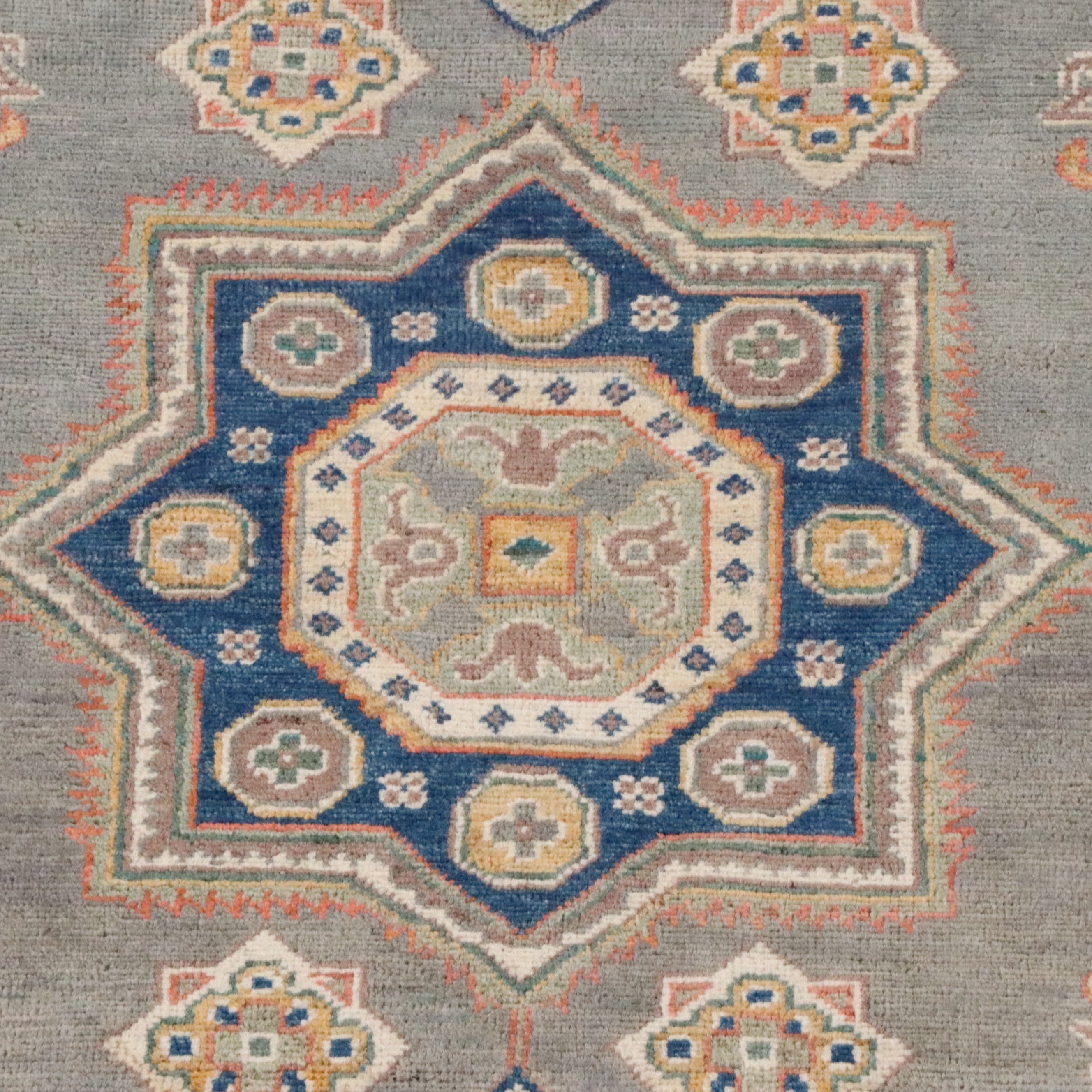 4'1 x 5'8 Hand-Knotted Pakistani Kazak Area Rug