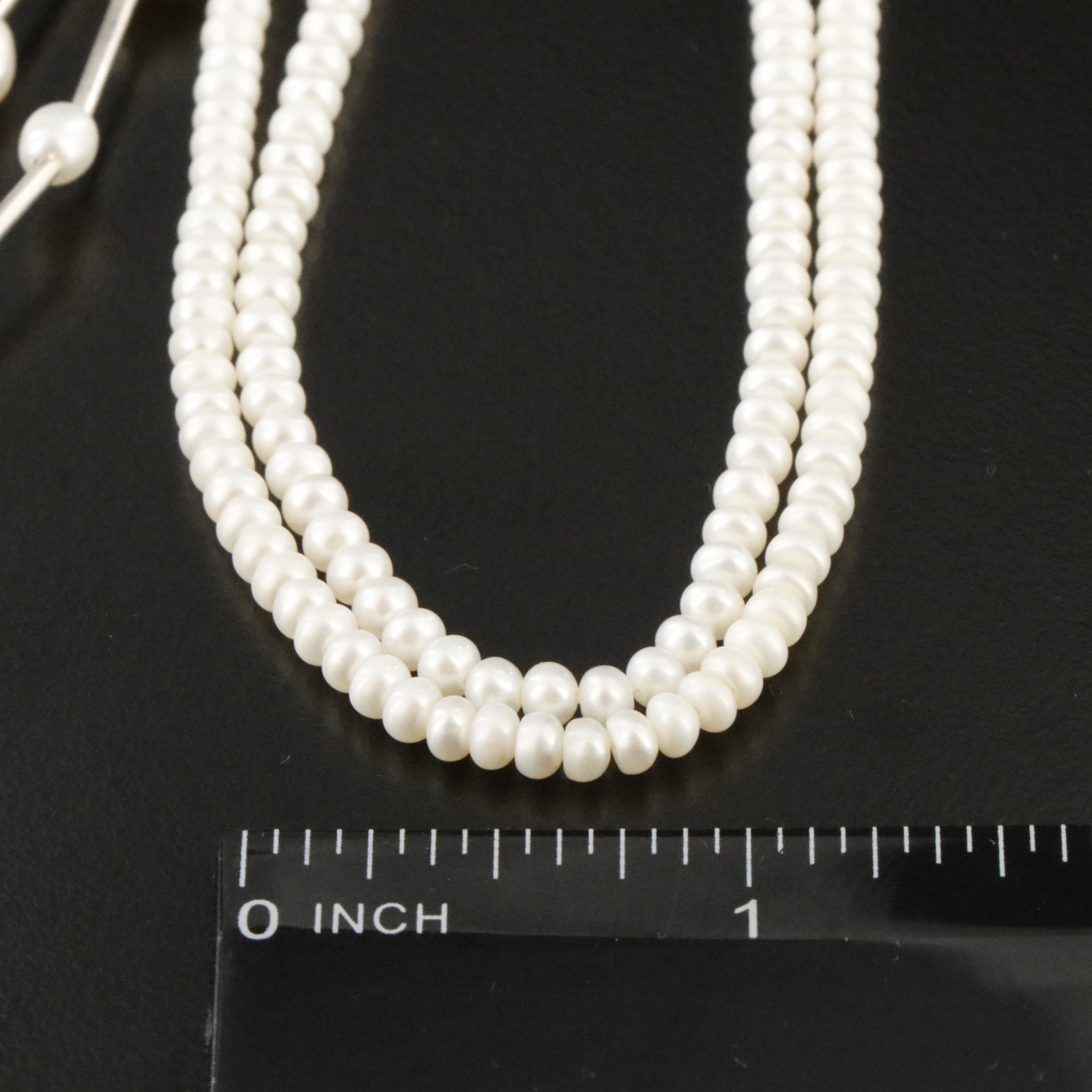 Pearls, Rose Quartz and Rock Crystal Necklace Collection Including Sterling