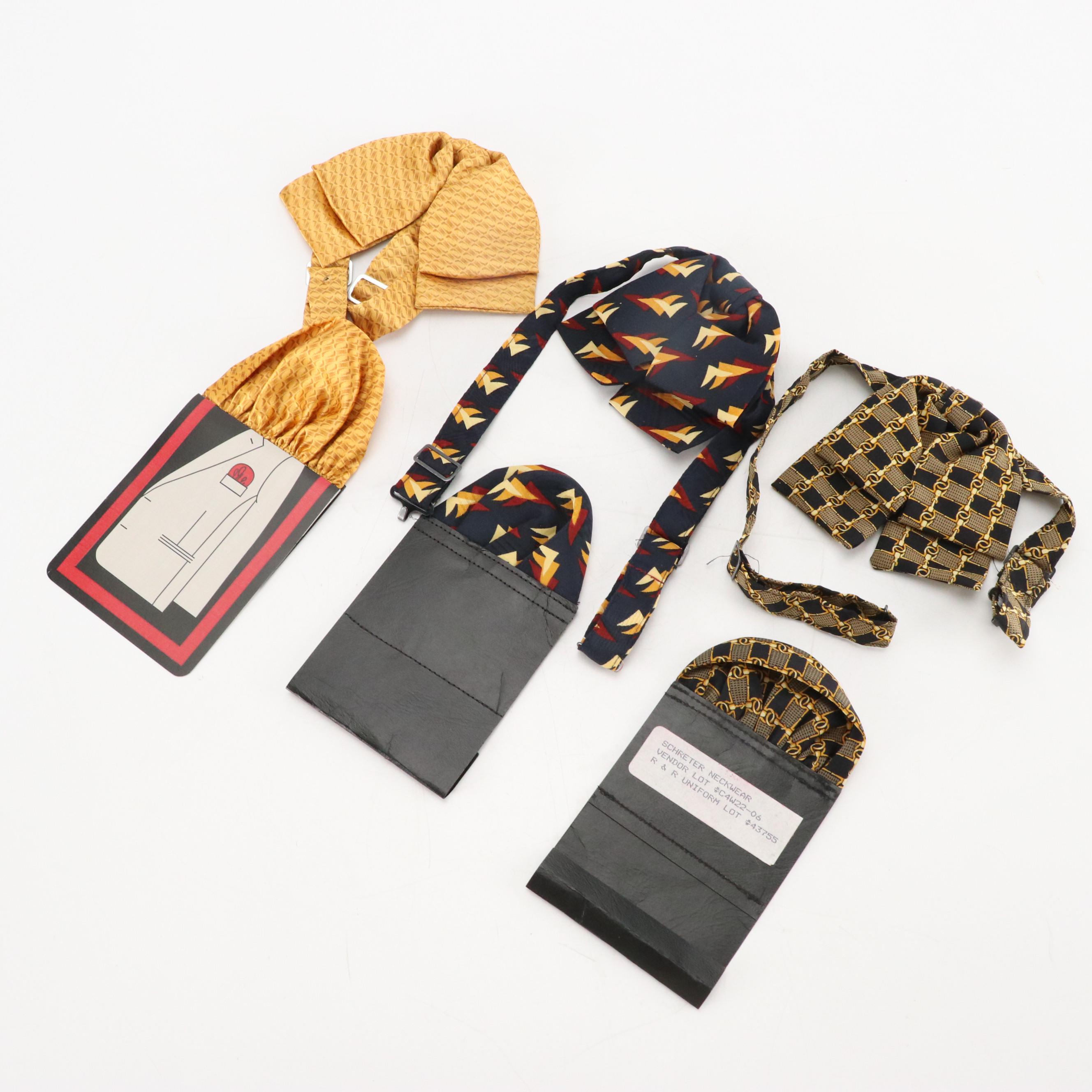 Vintage Flight Attendant Pre-Folded Pocket Squares, Layered Neck Bows, Scarves