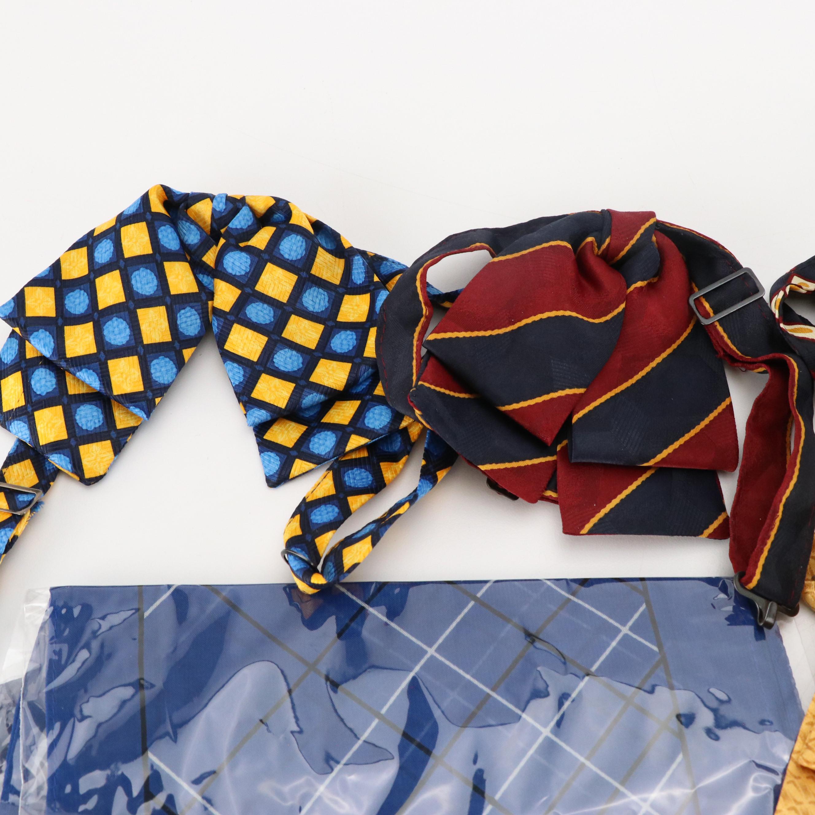 Vintage Flight Attendant Pre-Folded Pocket Squares, Layered Neck Bows, Scarves