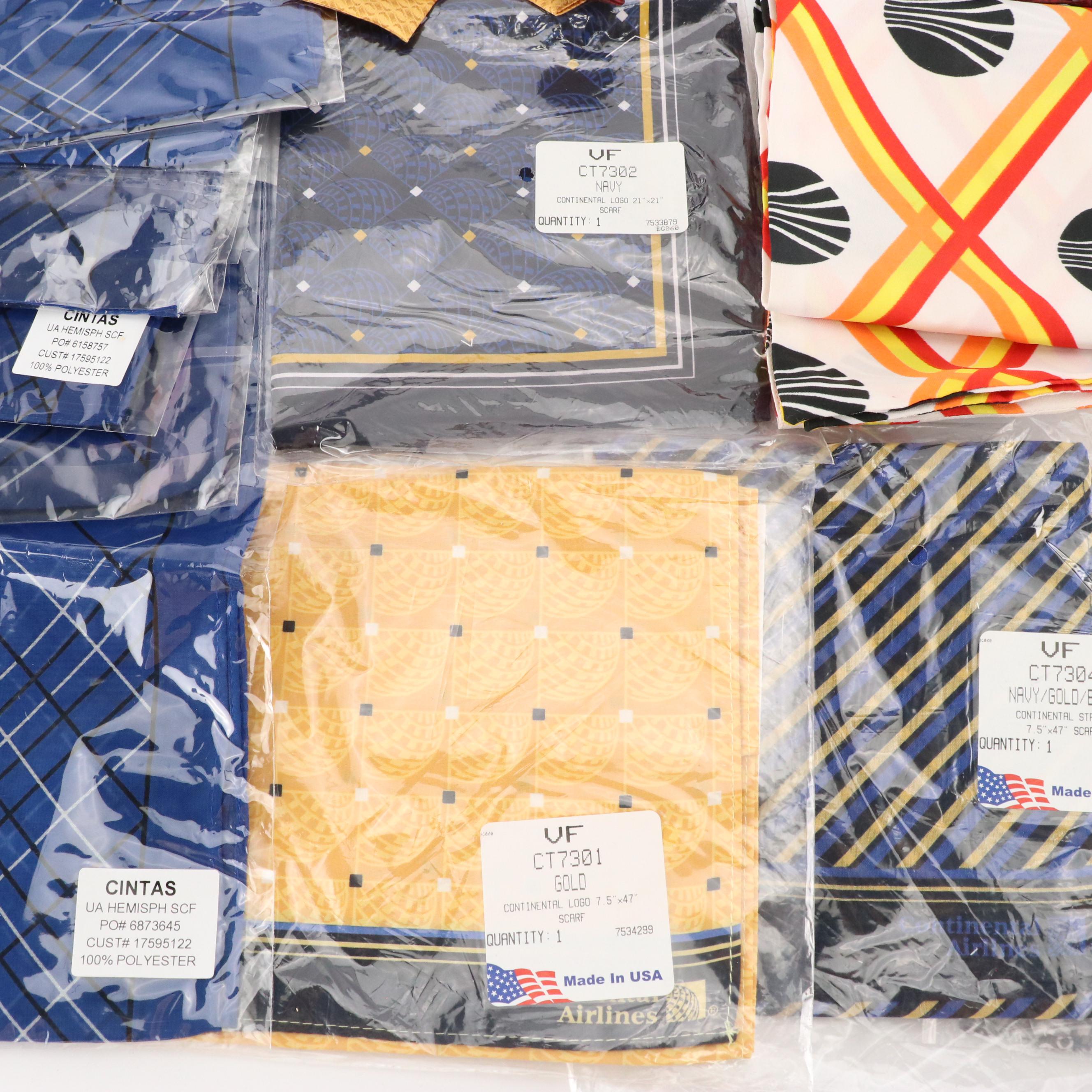 Vintage Flight Attendant Pre-Folded Pocket Squares, Layered Neck Bows, Scarves