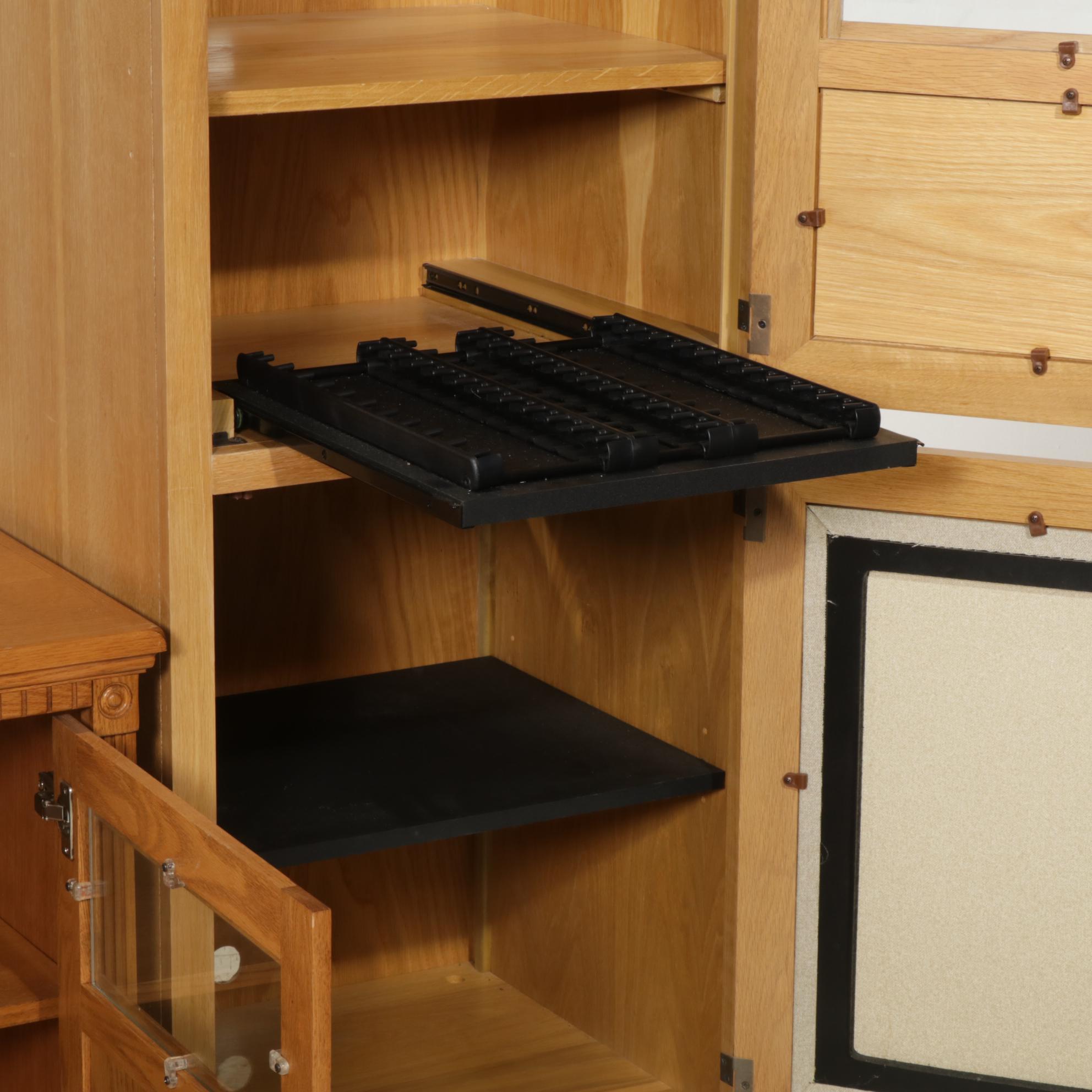 Lexington Display Cabinets with Light Bridge and Media Cabinet