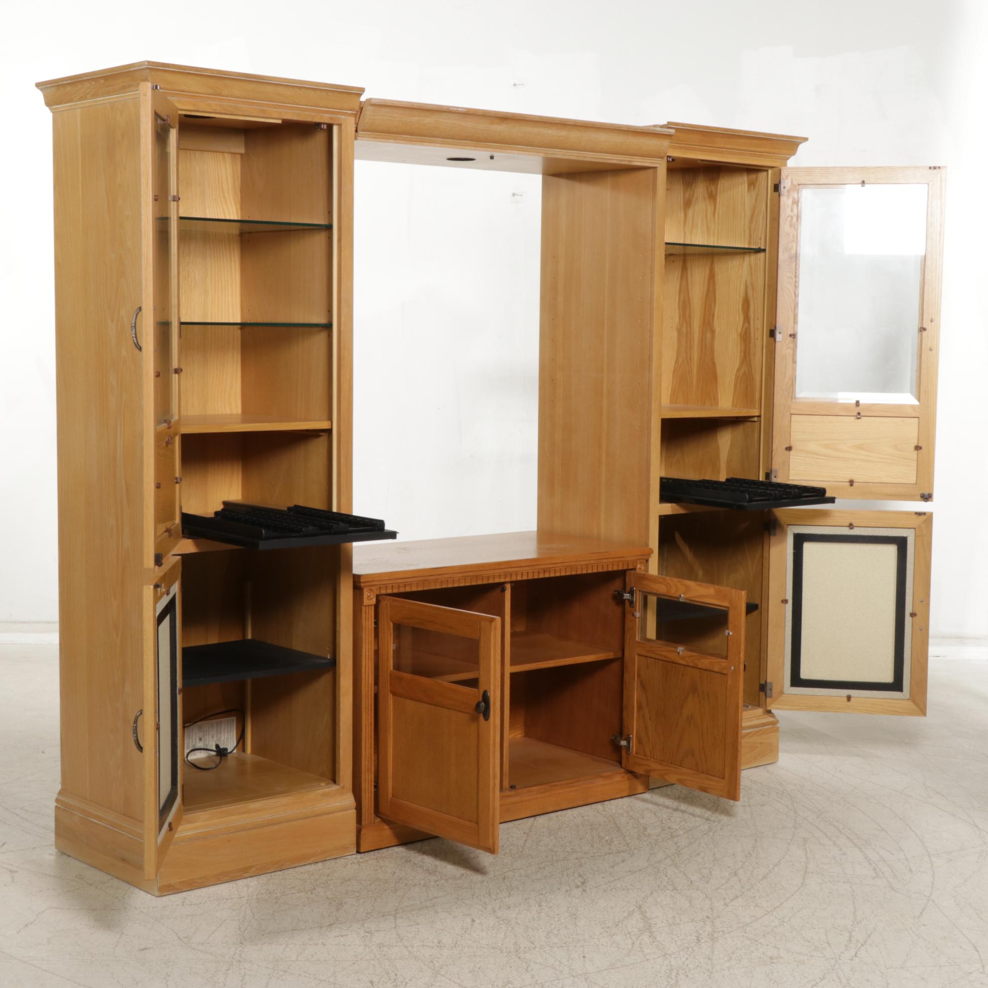 Lexington Display Cabinets with Light Bridge and Media Cabinet