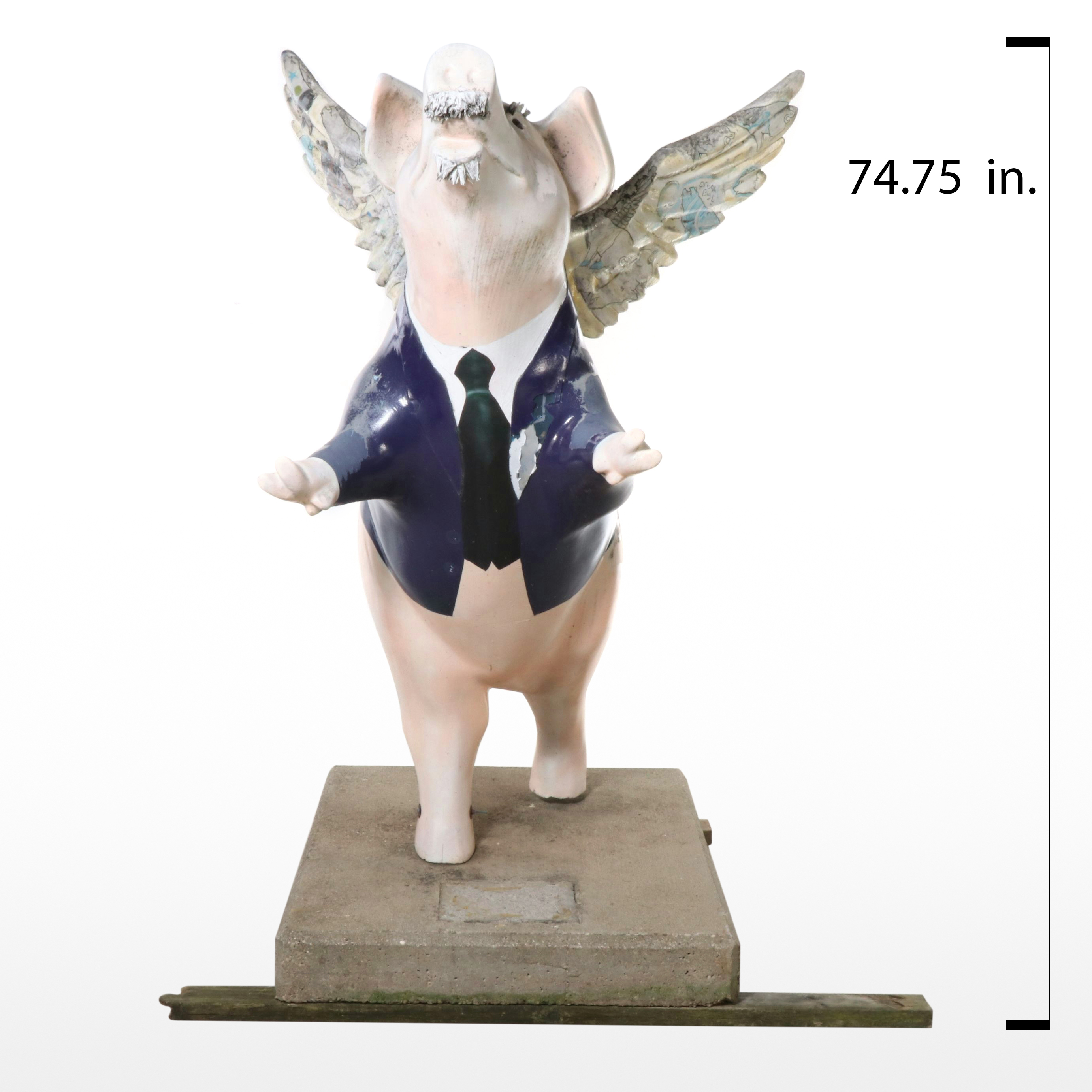 Cincinnati Big Pig Gig Style Flying Pig Statue with Business Attire