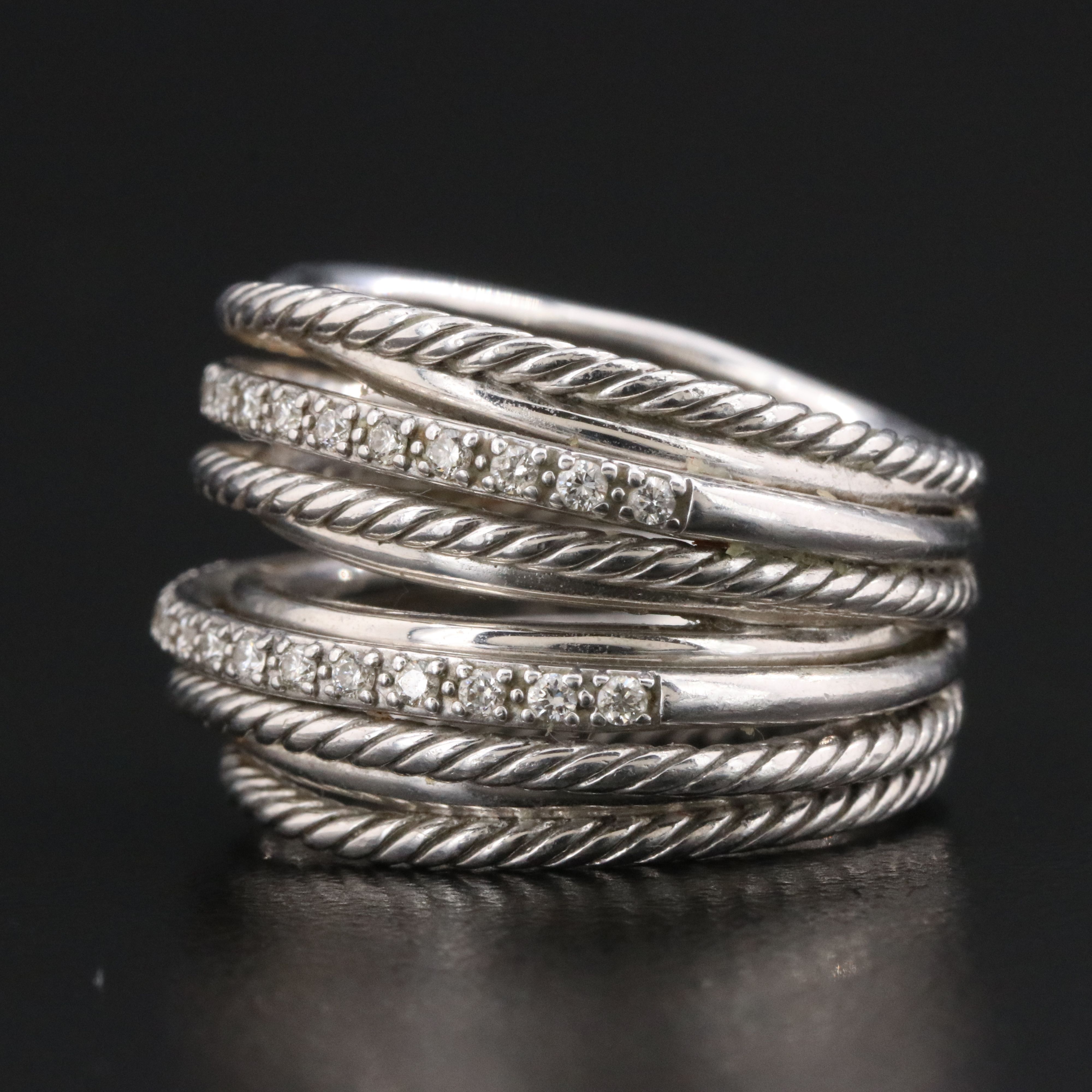 David Yurman Crossover Sterling 0.38 CTW Diamond Ring