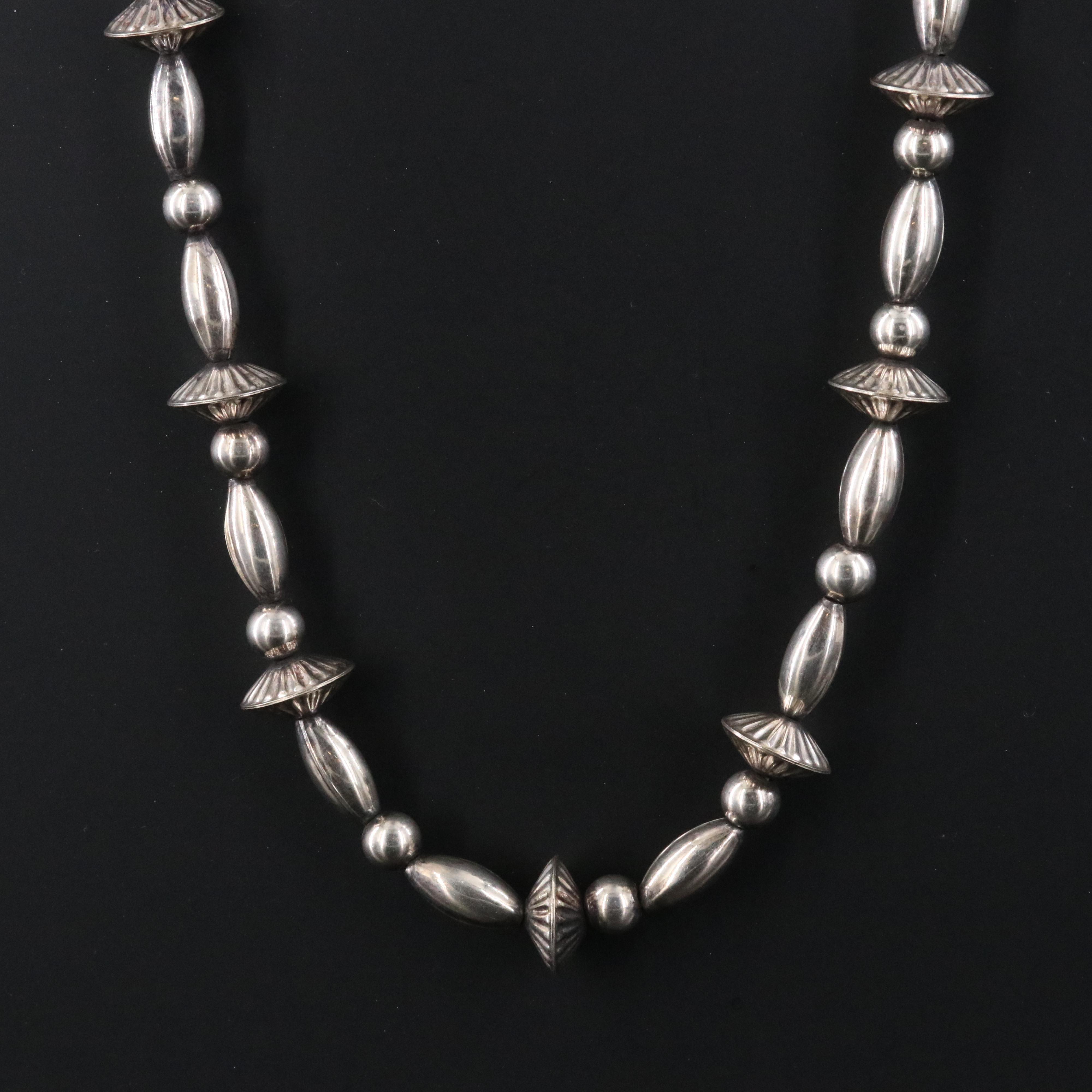 Southwestern Sterling Bench Bead Necklace