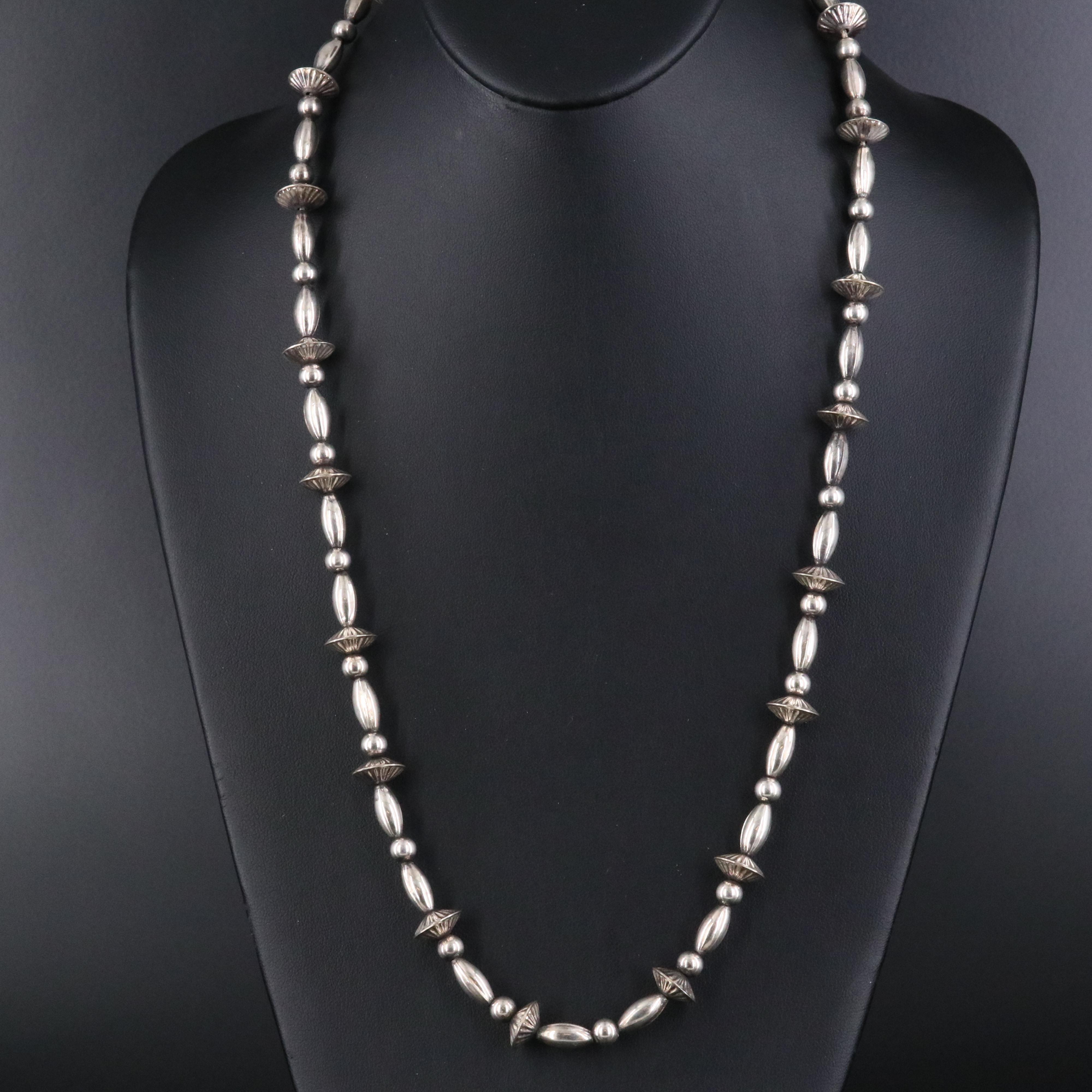 Southwestern Sterling Bench Bead Necklace