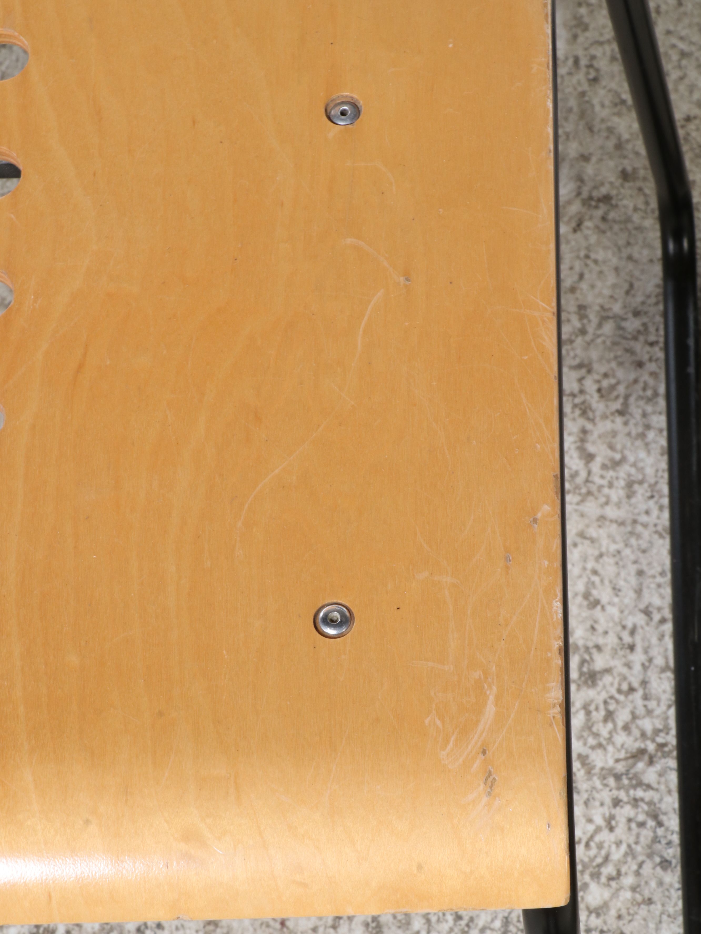 Set of Four Lowenstein Modern Wood and Metal Chairs