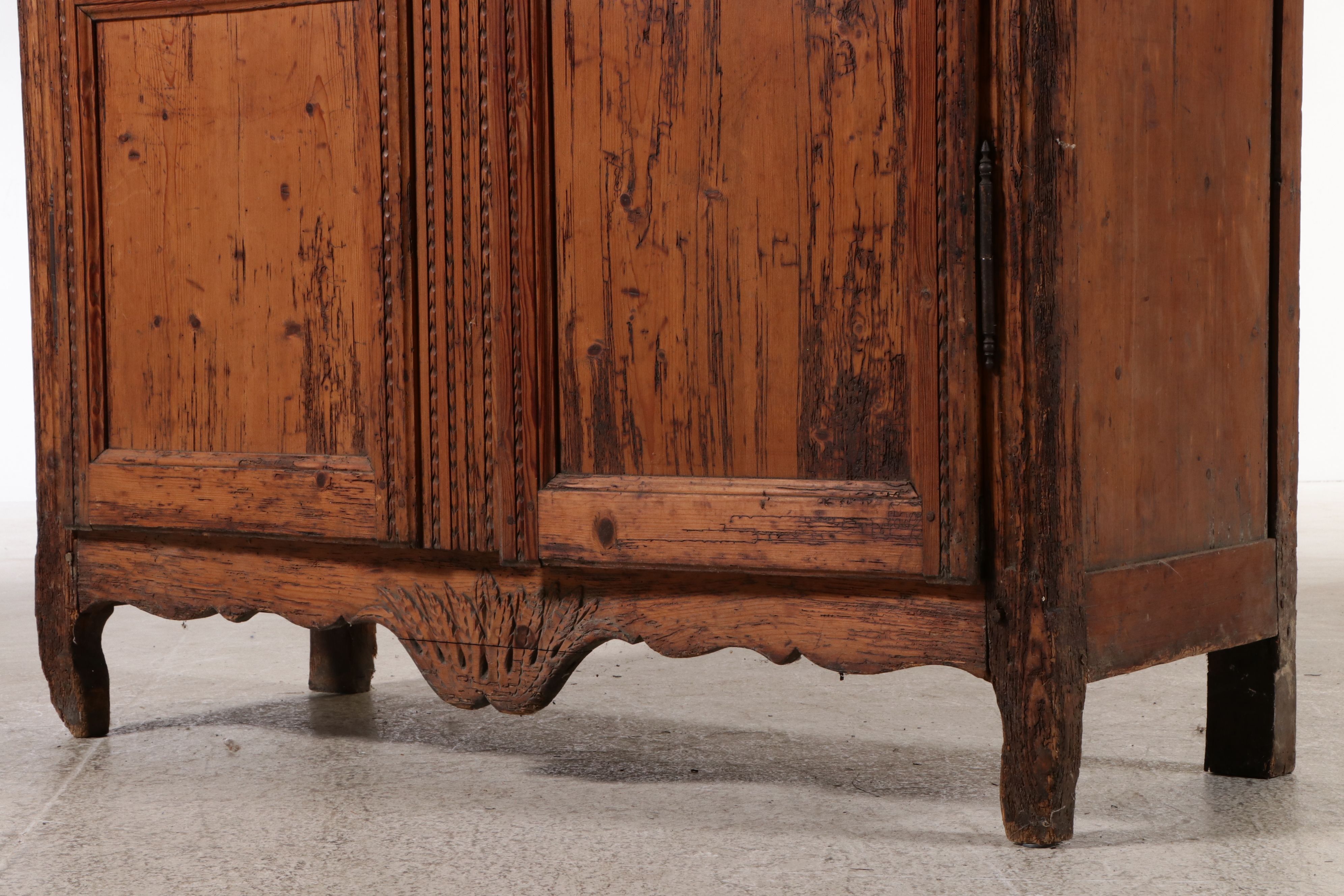 French Provincial Carved Pine "Wedding" Armoire, 19th Century