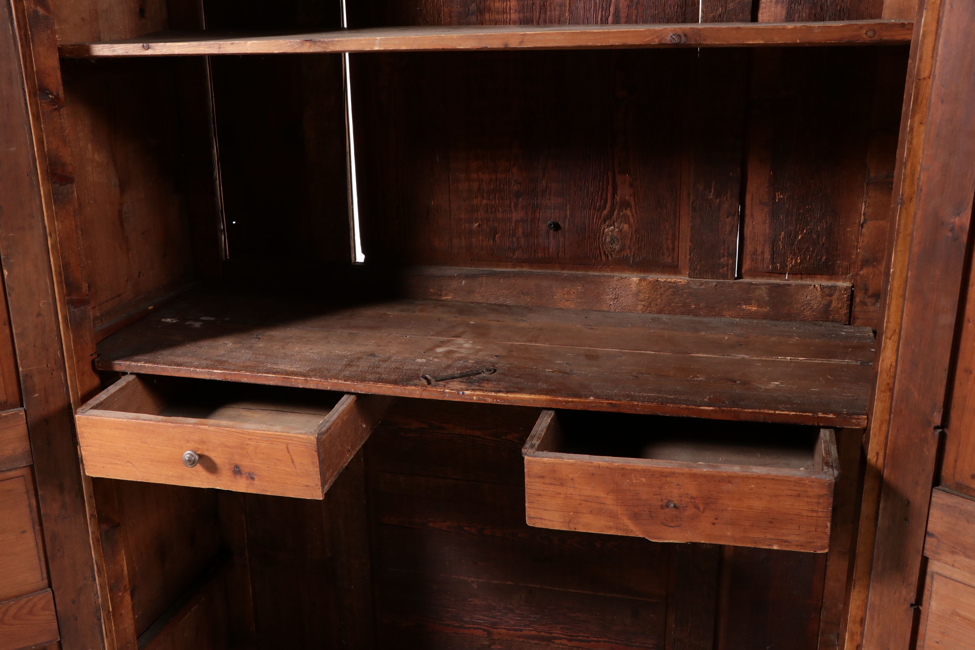 French Provincial Carved Pine "Wedding" Armoire, 19th Century