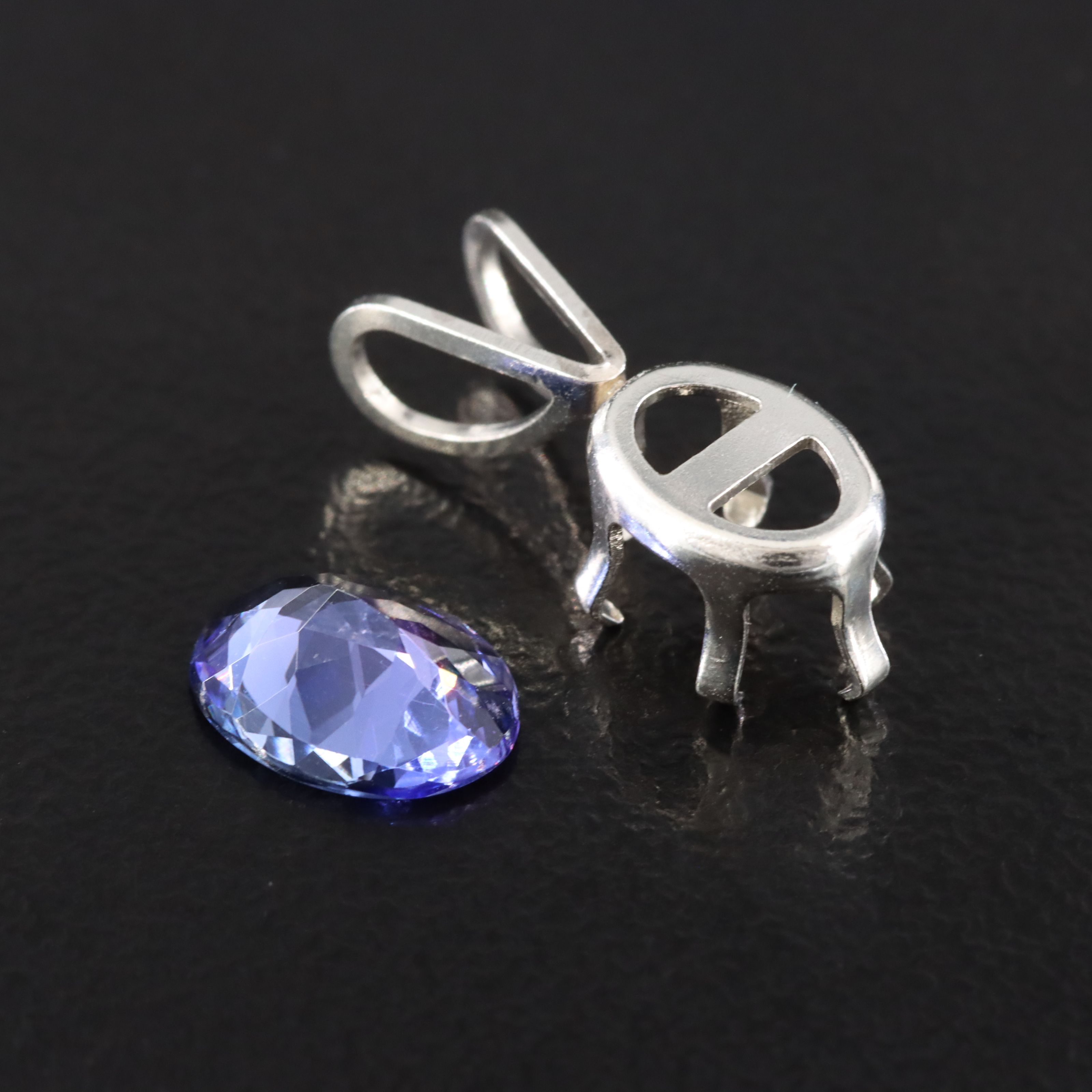 Loose 1.01 CT Tanzanite with Sterling Pendant Mounting
