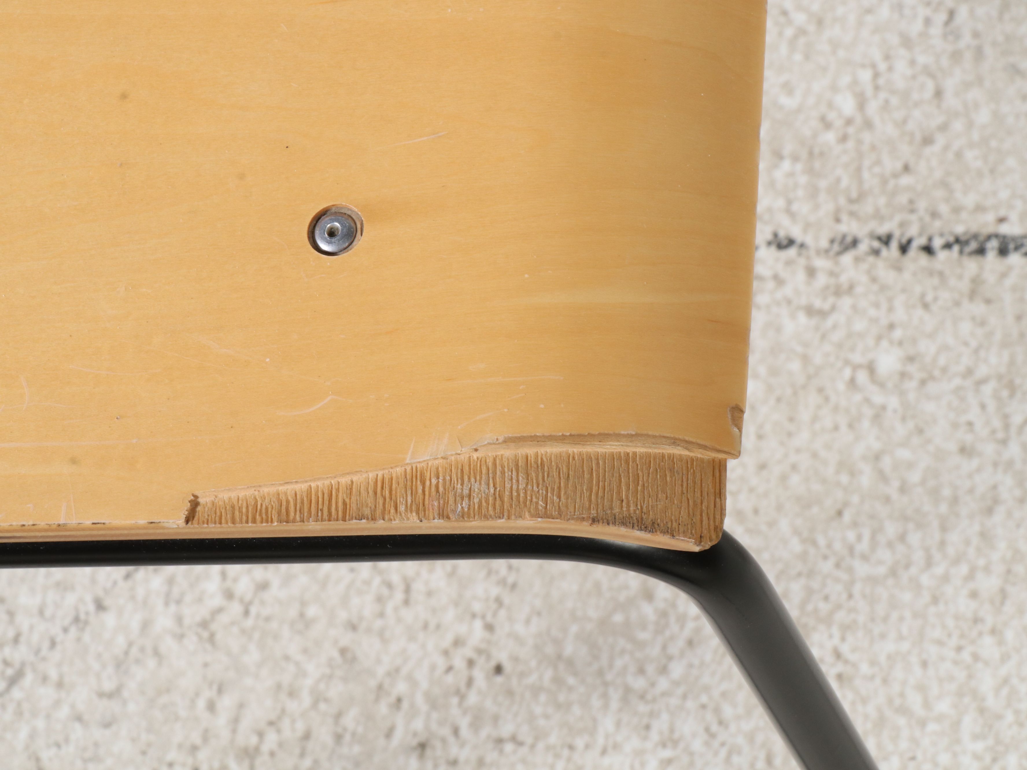 Set of Four Lowenstein Modern Wood and Metal Chairs