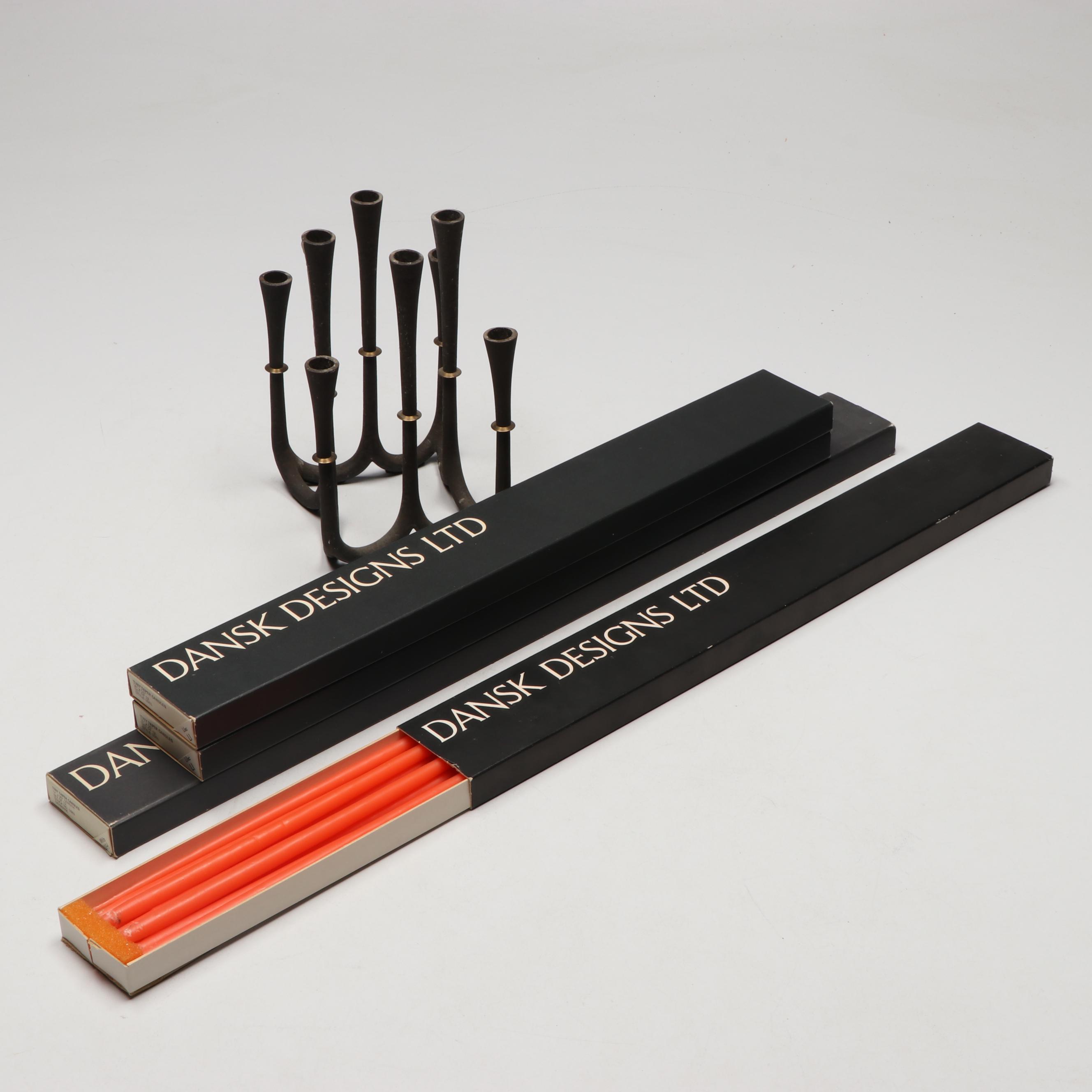 Iron Candelabra with Dansk Designs Taper Candles