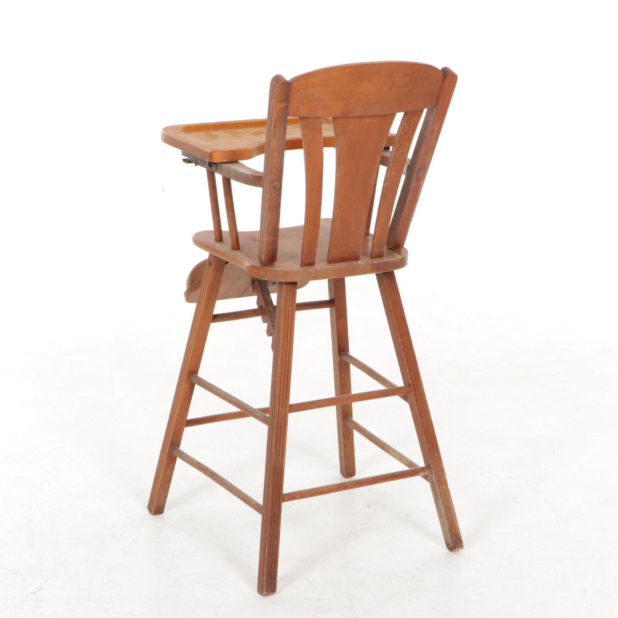 Wood Child's High Chair, Mid-20th Century