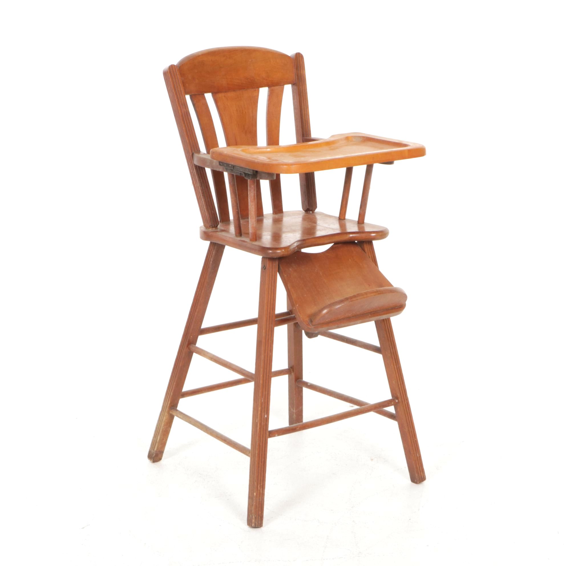 Wood Child's High Chair, Mid-20th Century