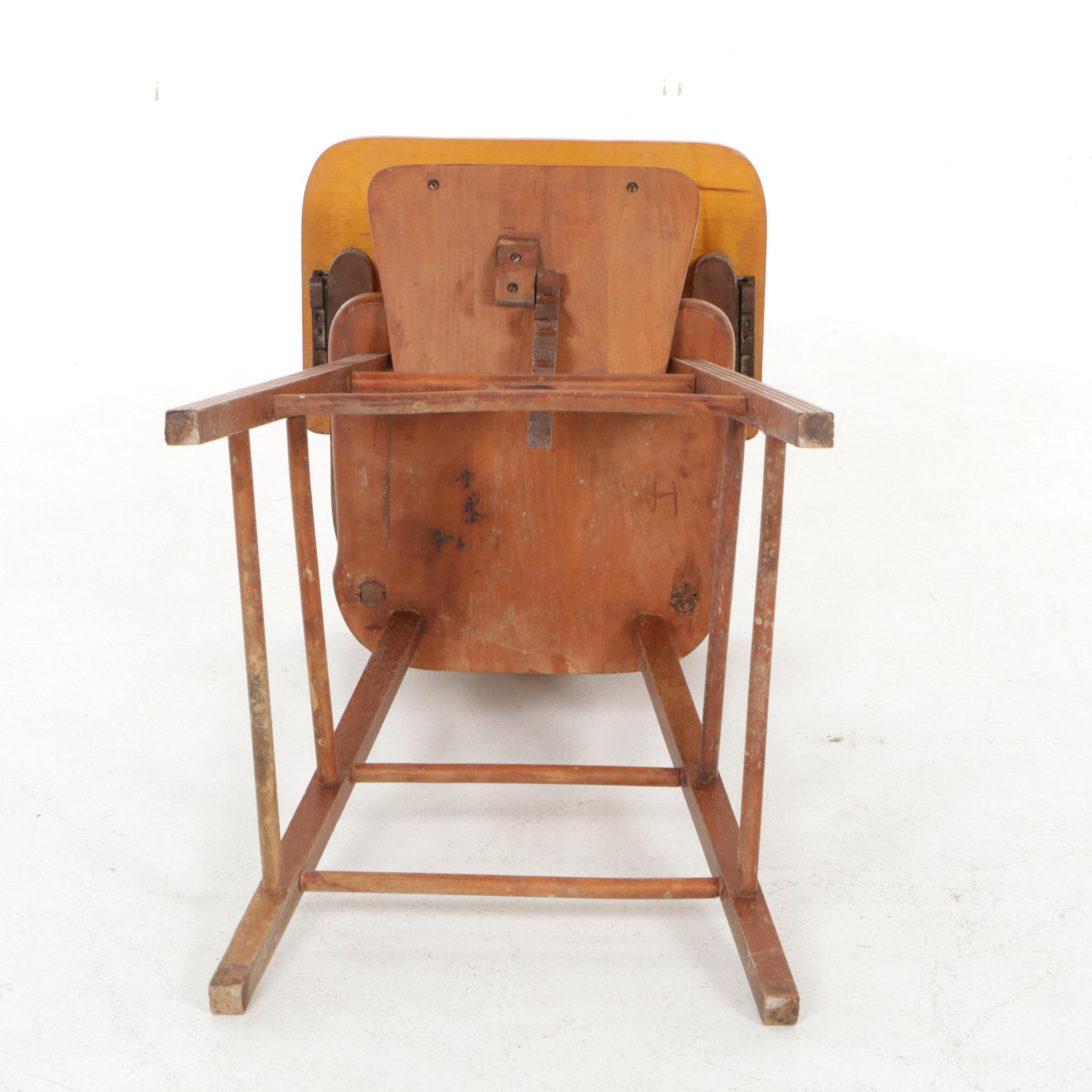 Wood Child's High Chair, Mid-20th Century