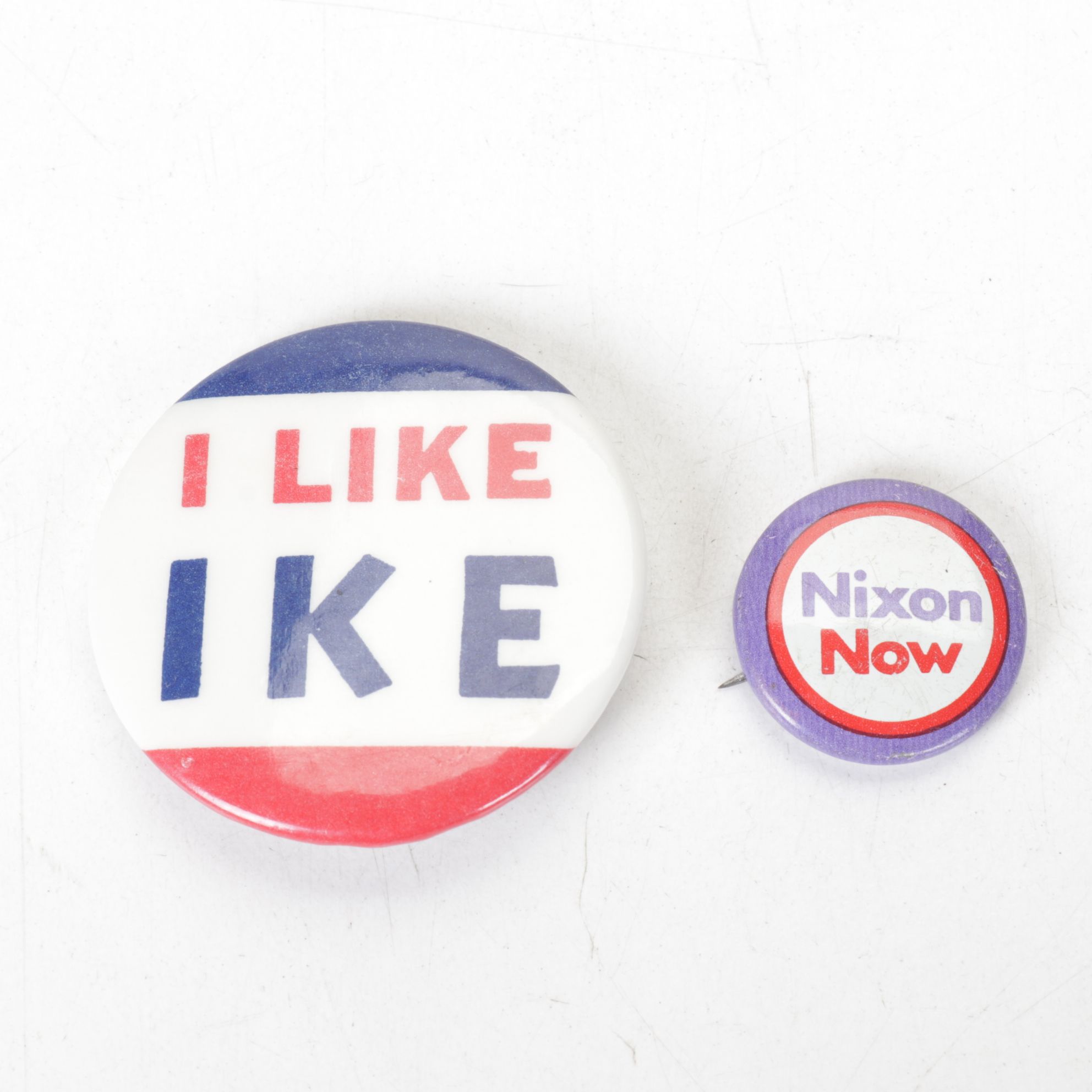 "I Like Ike" & "Nixon Now" with "Kiss Me Kid, I'm Sweet" & More Buttons, 1960s