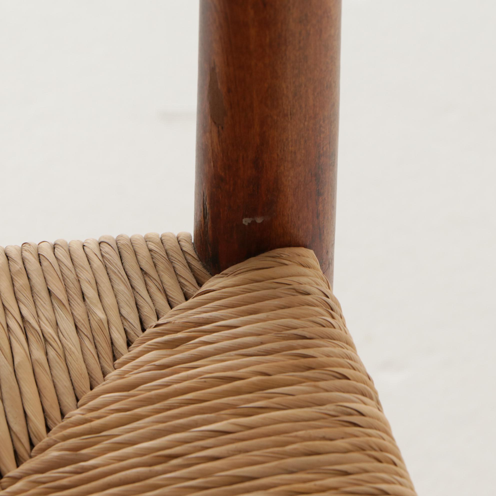 American Primitive Hardwood Ladder-Back Rocking Chair with Rush Seat