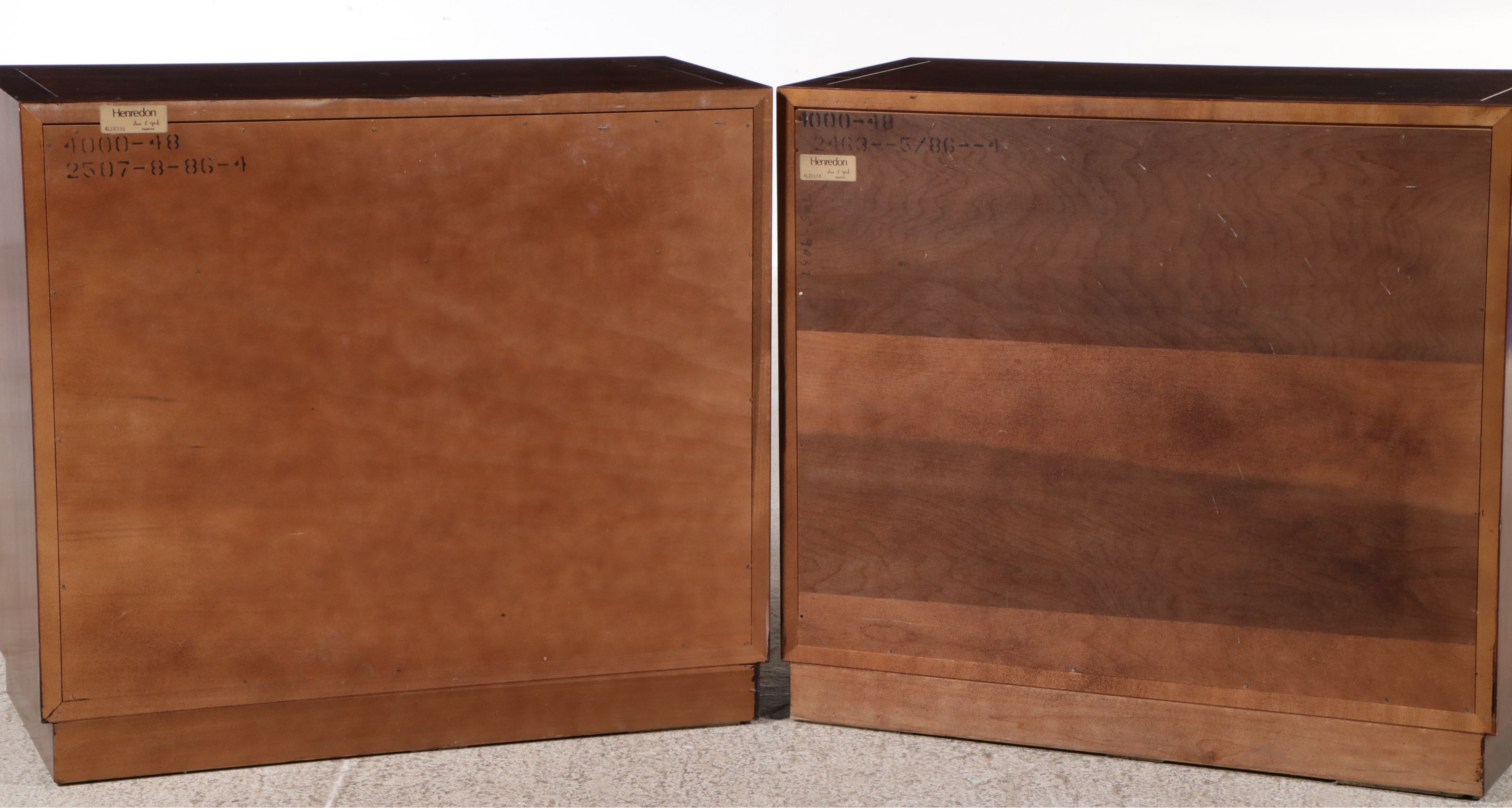 Pair of Henredon Chinese Style Carved Wood Cabinets