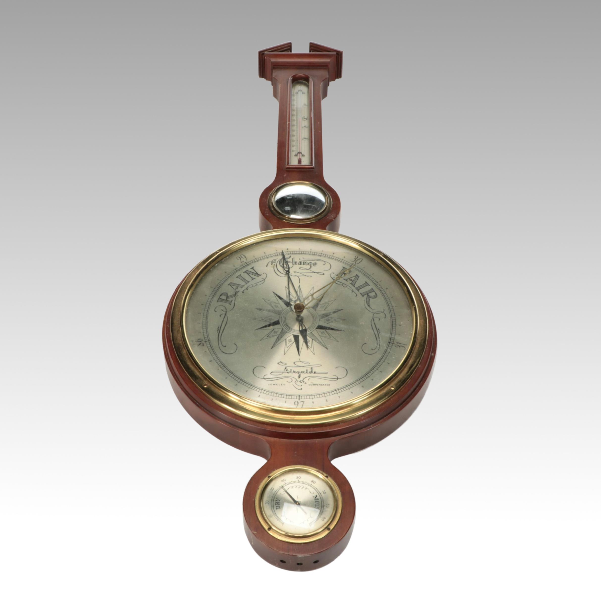 Airguide Jamestown Banjo Wall Barometer with Hygrometer, Mid-20th Century