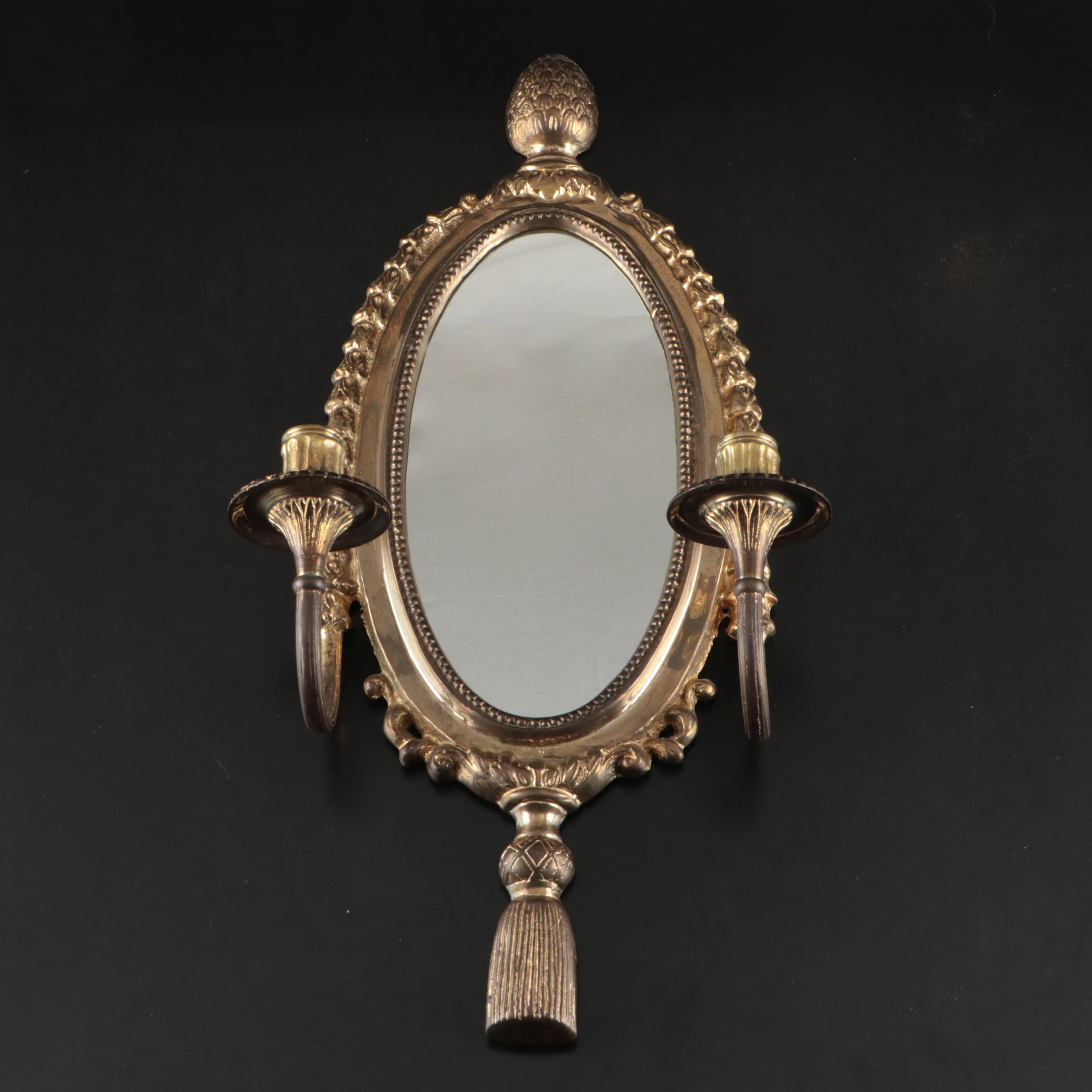 Maitland-Smith Brass and Mirror Candle Sconces