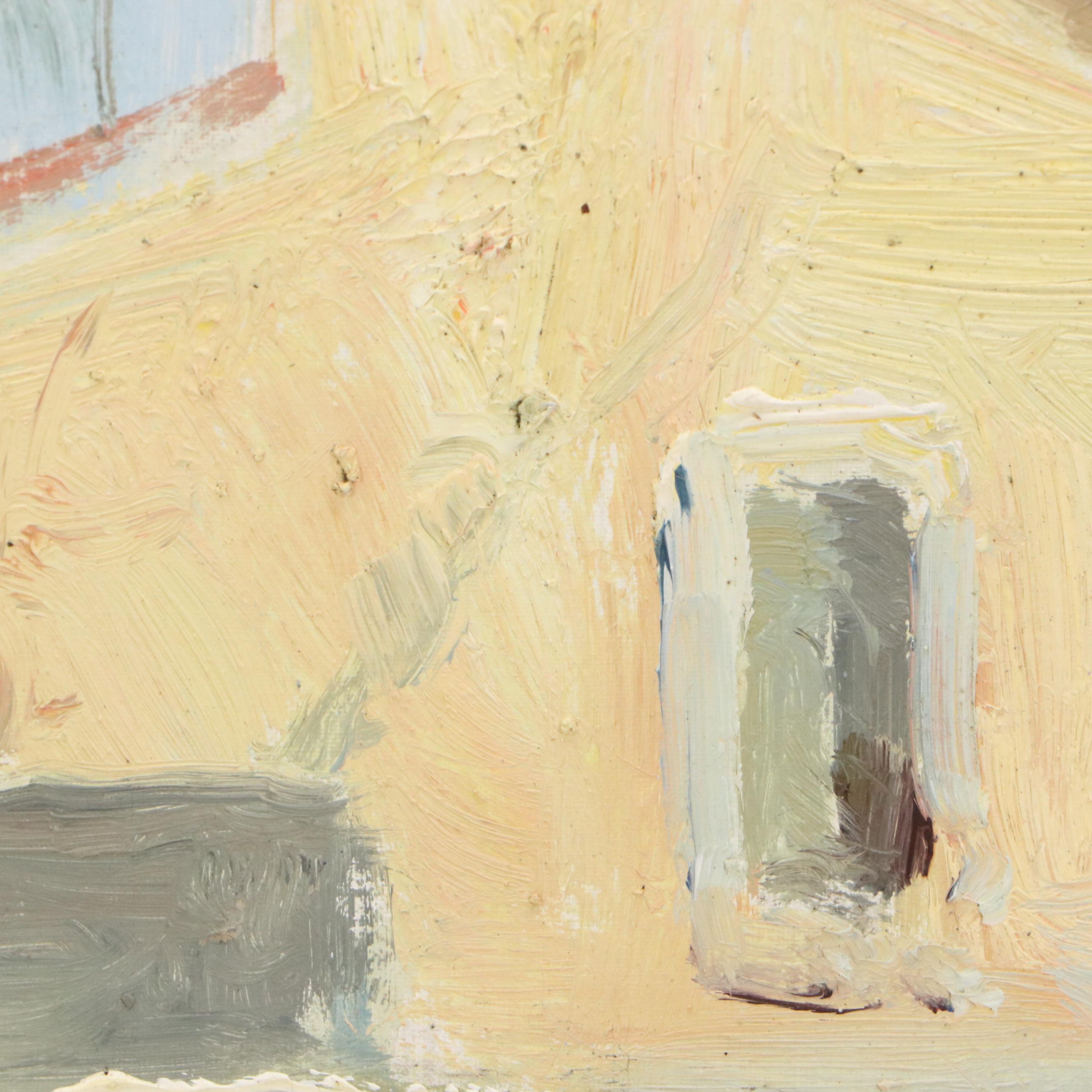 Landscape Oil Painting of Beachside Stucco Houses