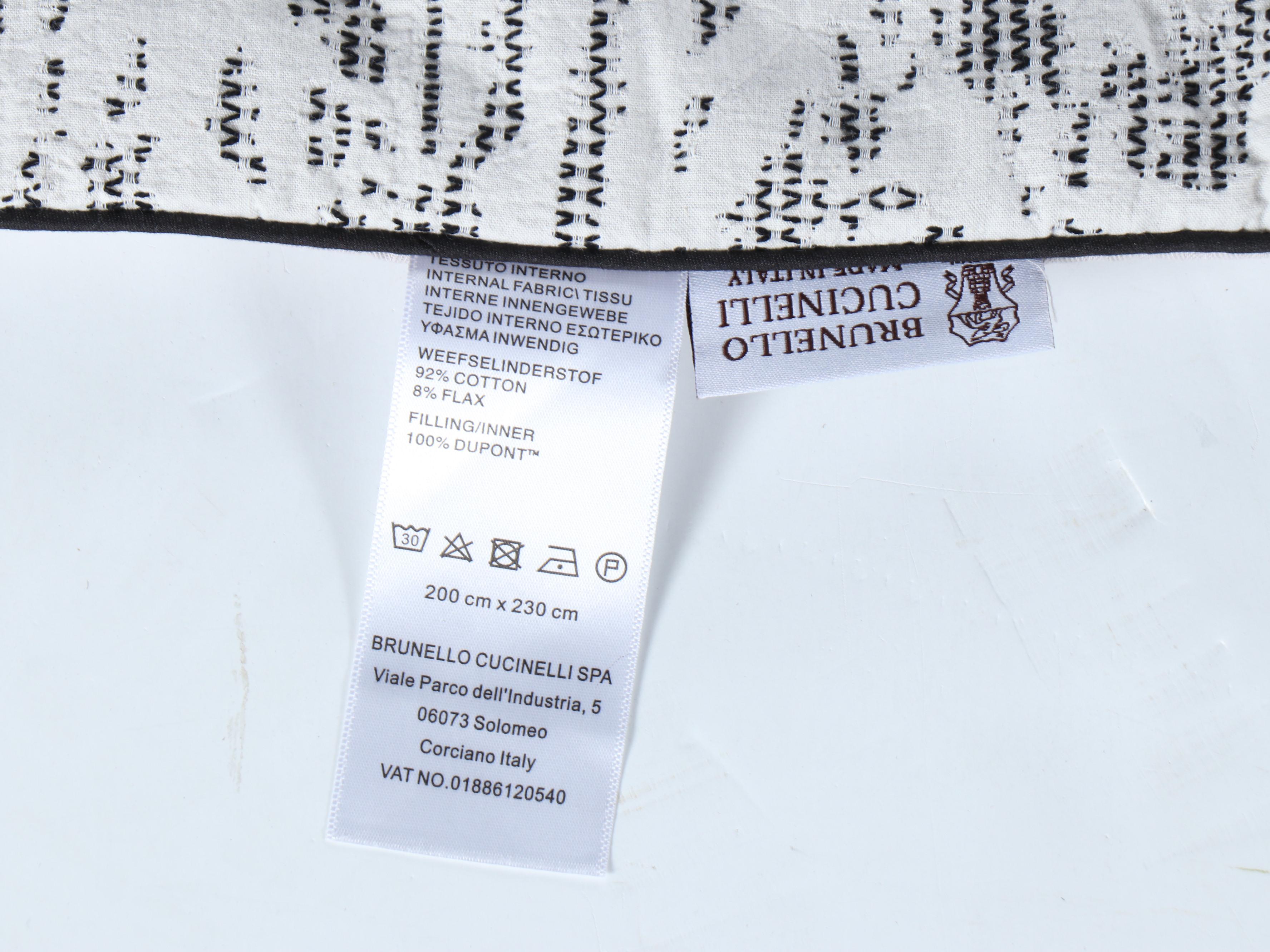 Brunello Cucinelli Italian Black and White Cotton Blend Blanket