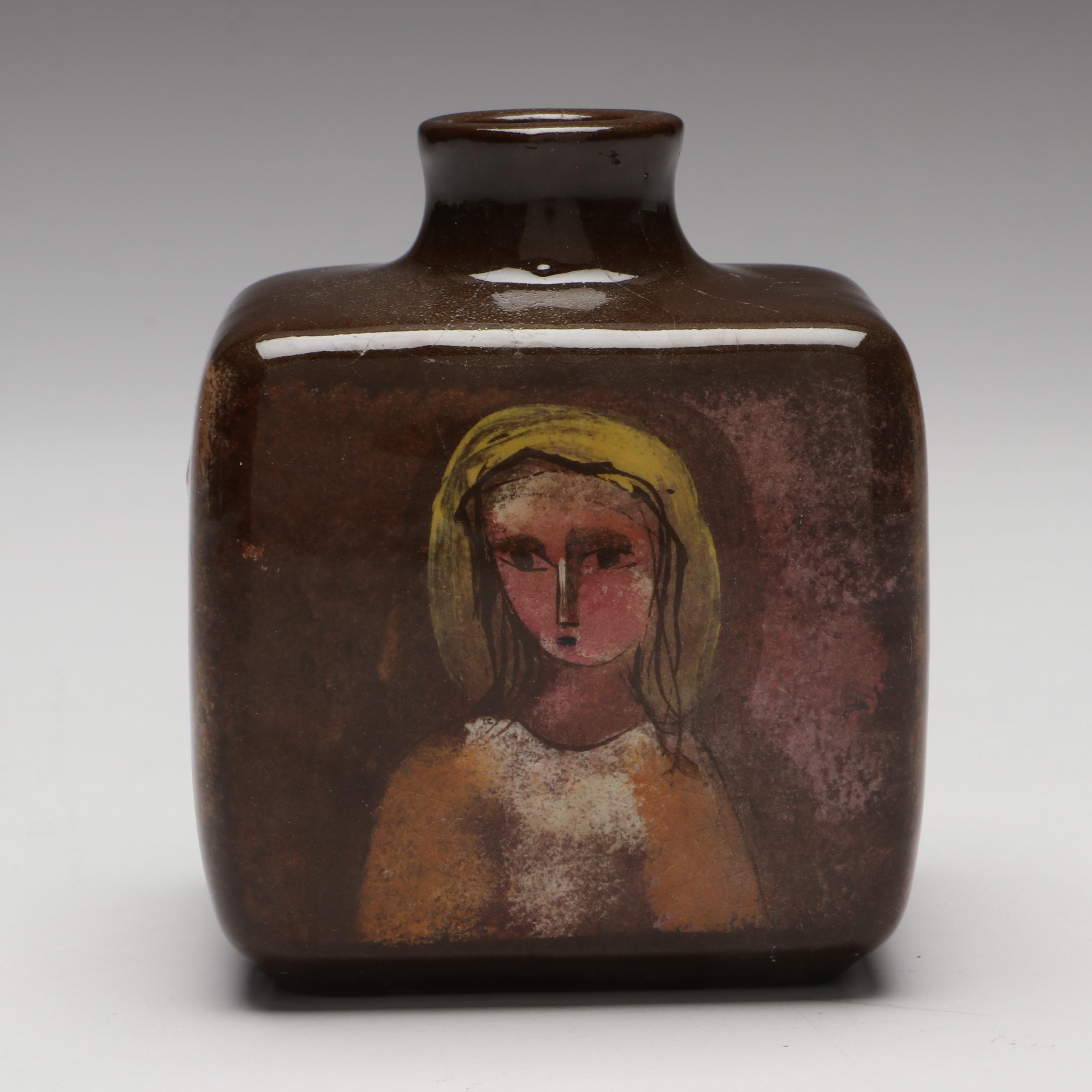 Polia Pillin Woman with Birds Art Pottery Vase