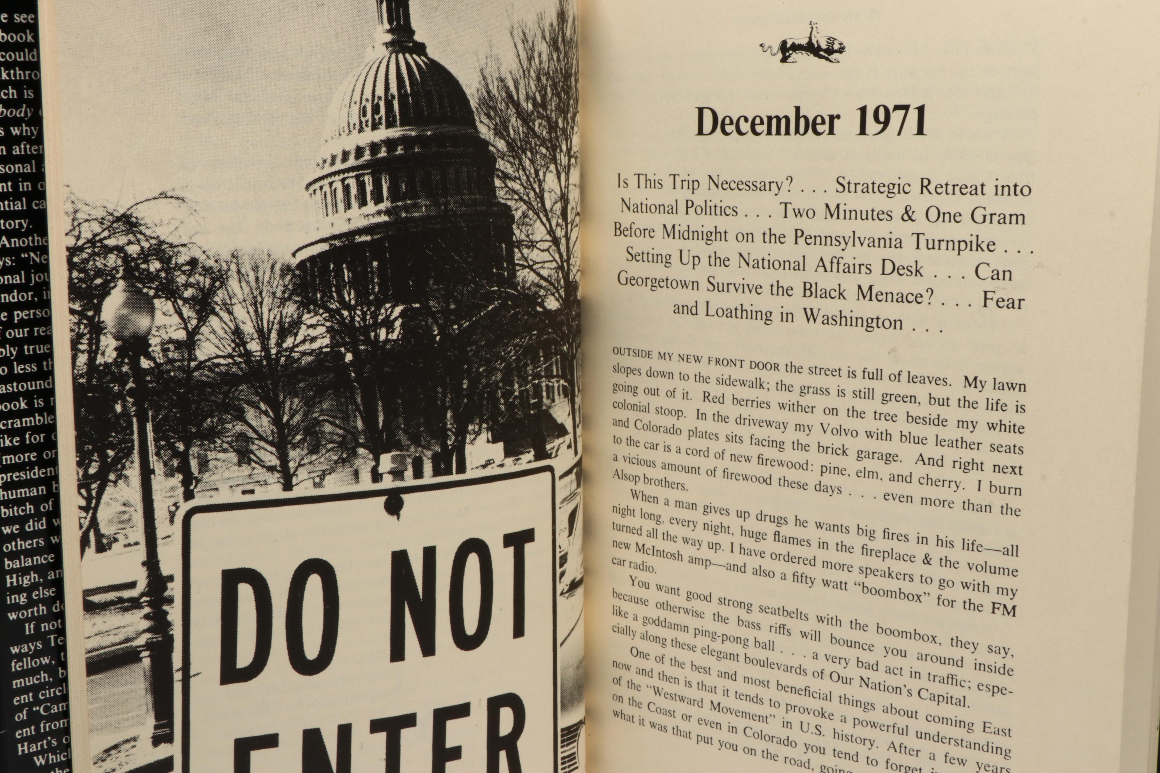 First Printing "Fear and Loathing: On the Campaign Trail '72" by Hunter Thompson