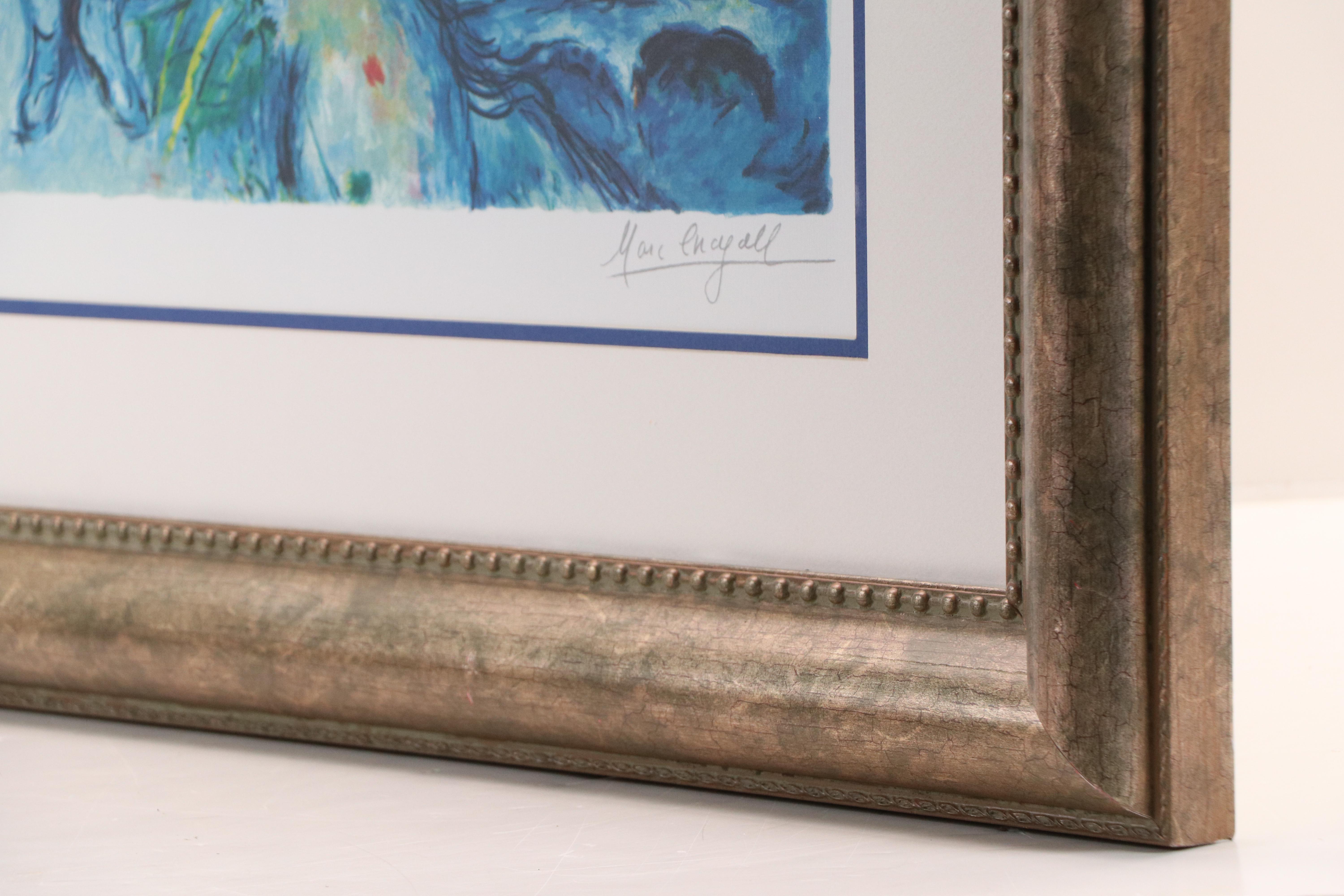 After Marc Chagall Offset Lithograph "Lovers Over Paris"