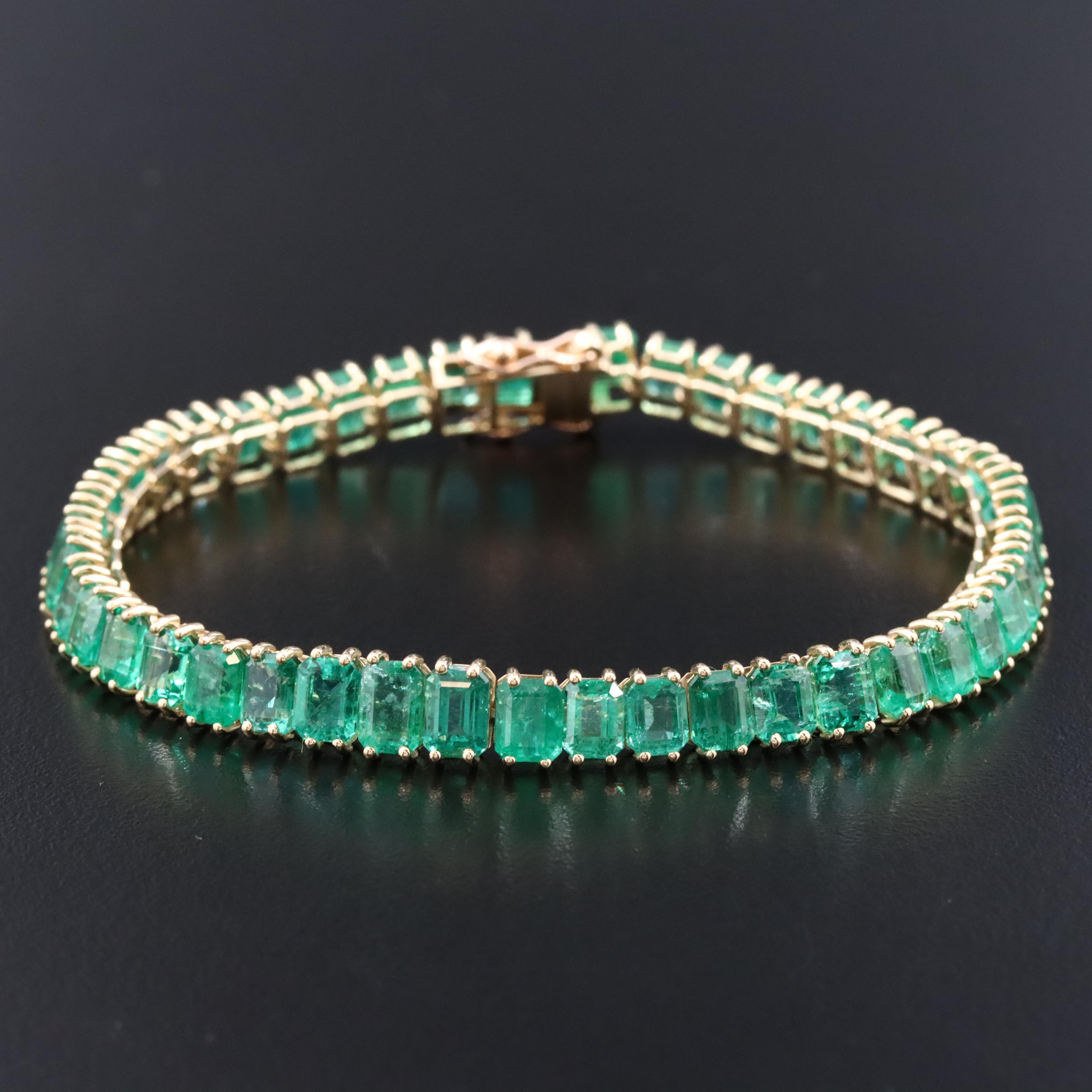 18K 23.31 CTW Emerald Line Bracelet