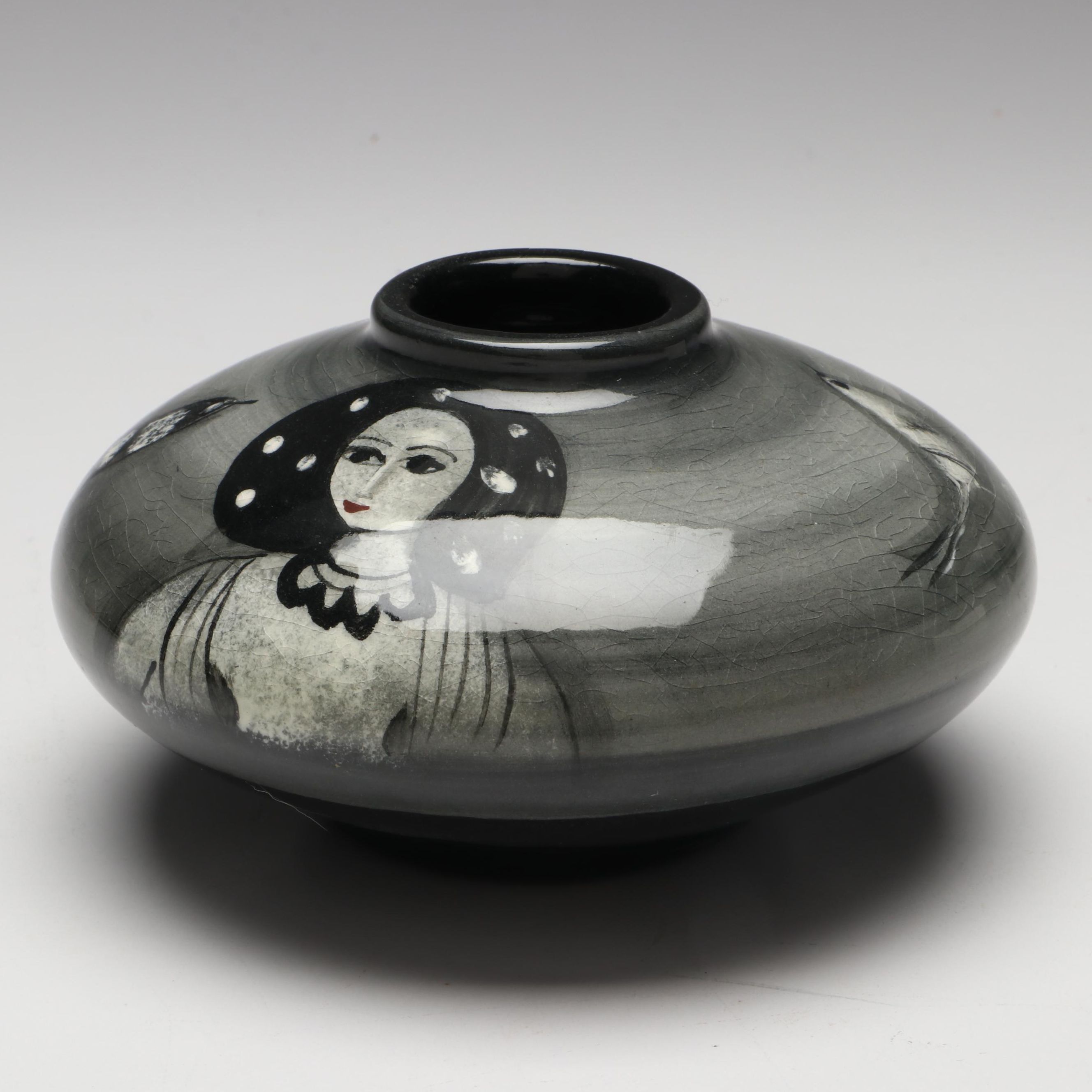 Polia Pillin Woman with Birds Art Pottery Vase