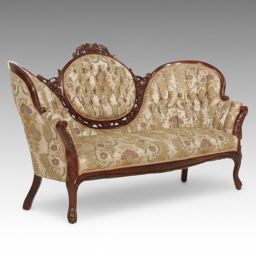 Victorian Style Carved Mahogany Sofa, Early to Mid-20th Century