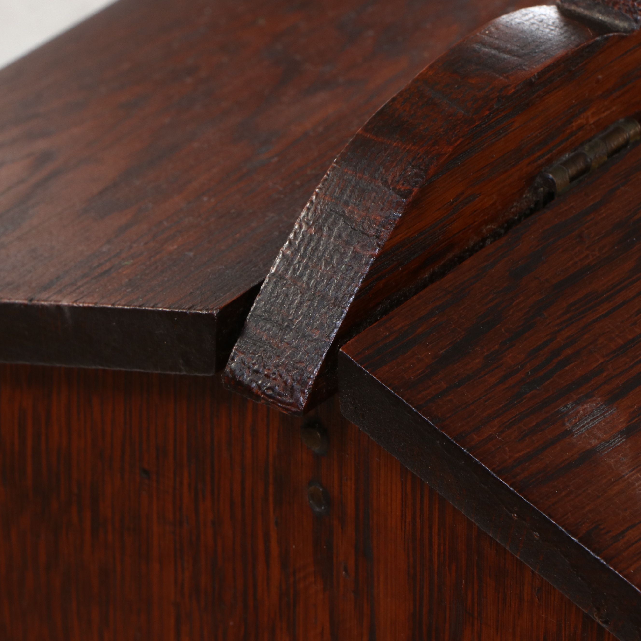 Colonial Style Oak Double-Sided Standing Knitting/Sewing Box, Mid–Late 20th C.