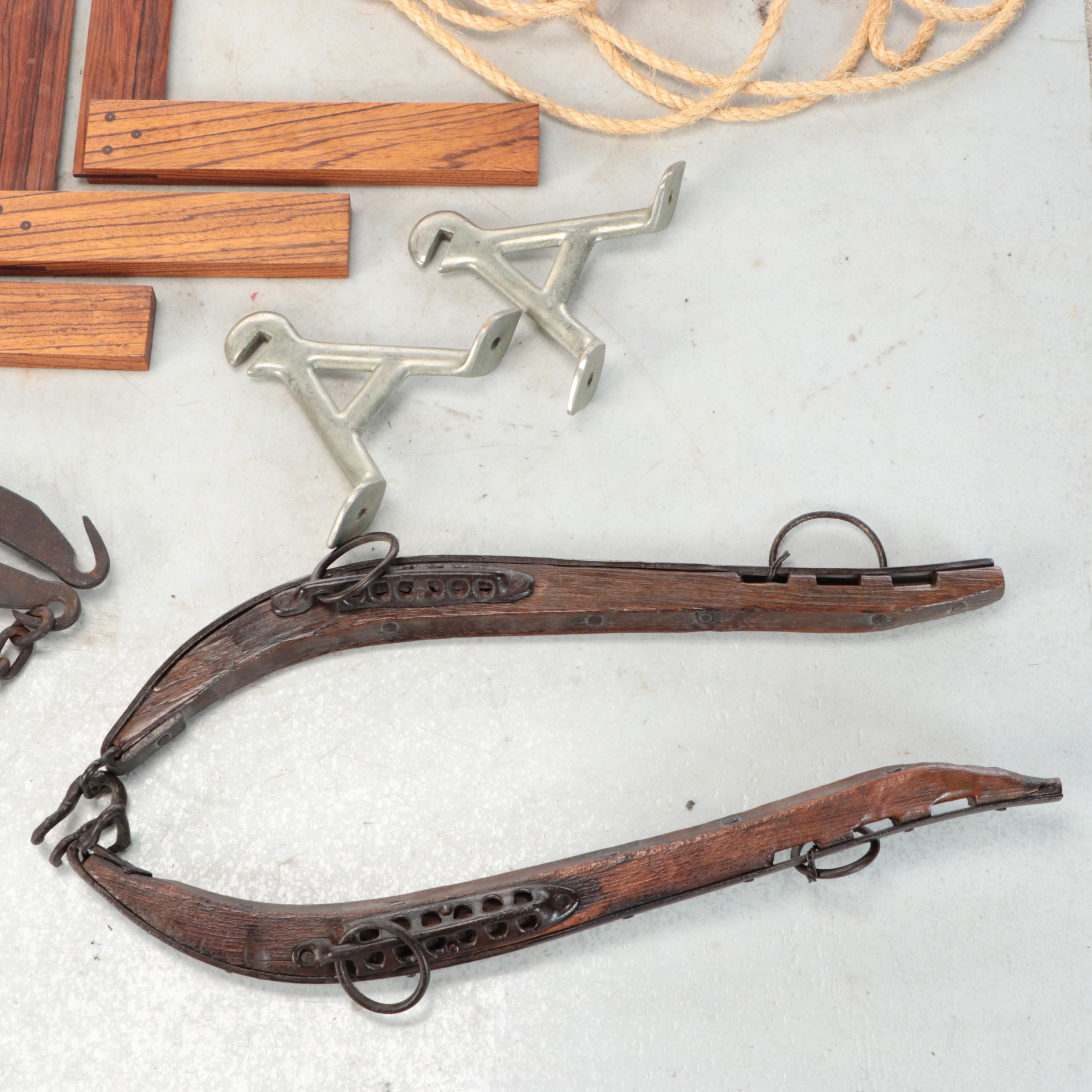 Horse Hames, Ice Tongs, Rosewood Carpenter Squares, Bronze Boat Prop and More