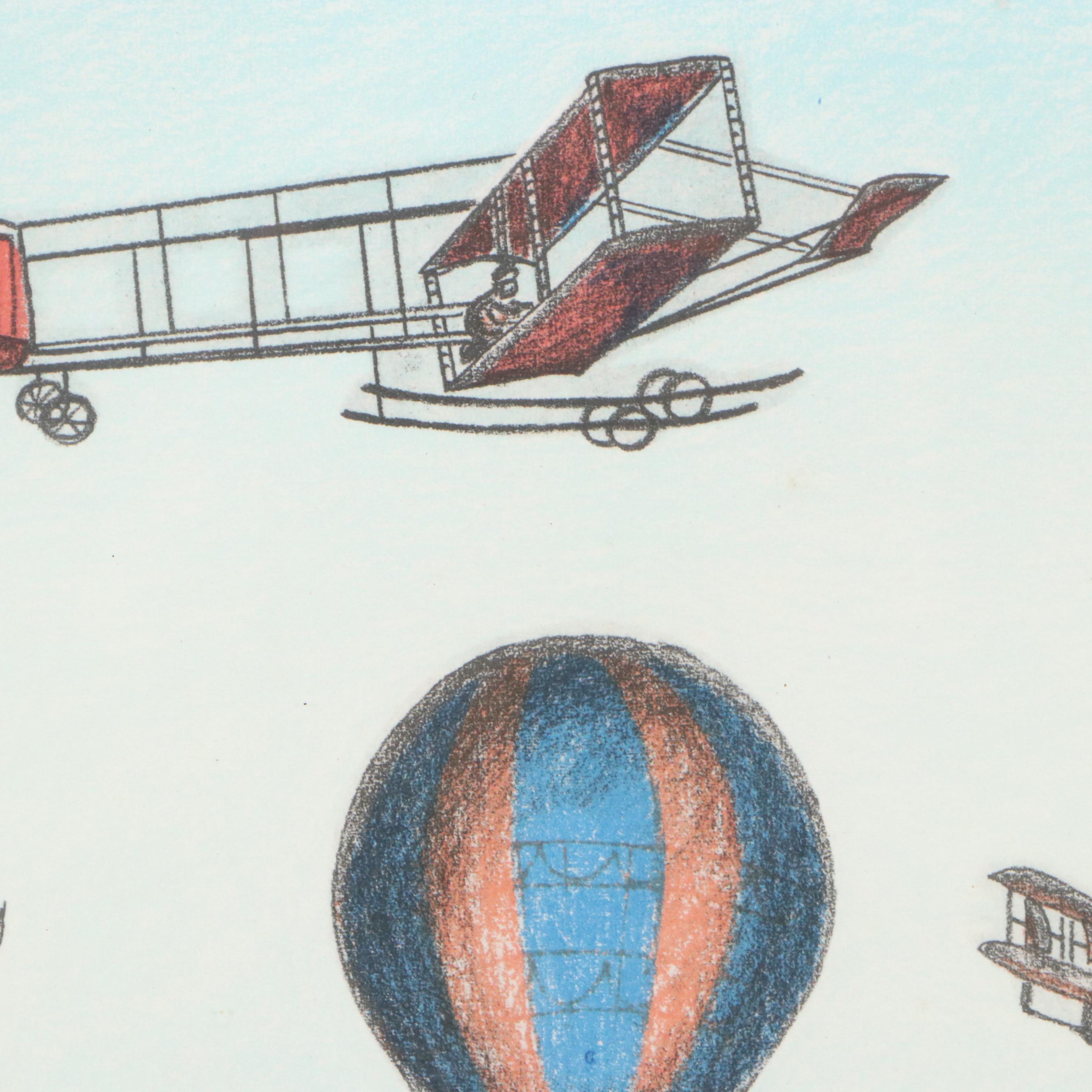 Claudine Folk Art Style Color Lithograph "Gare D'Avignon"