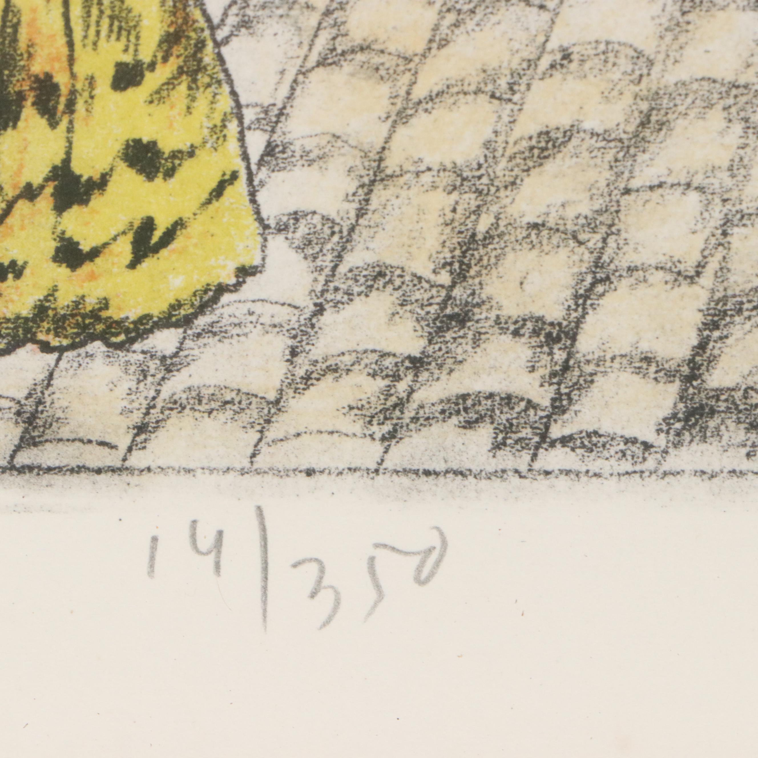 Claudine Folk Art Style Color Lithograph "Gare D'Avignon"