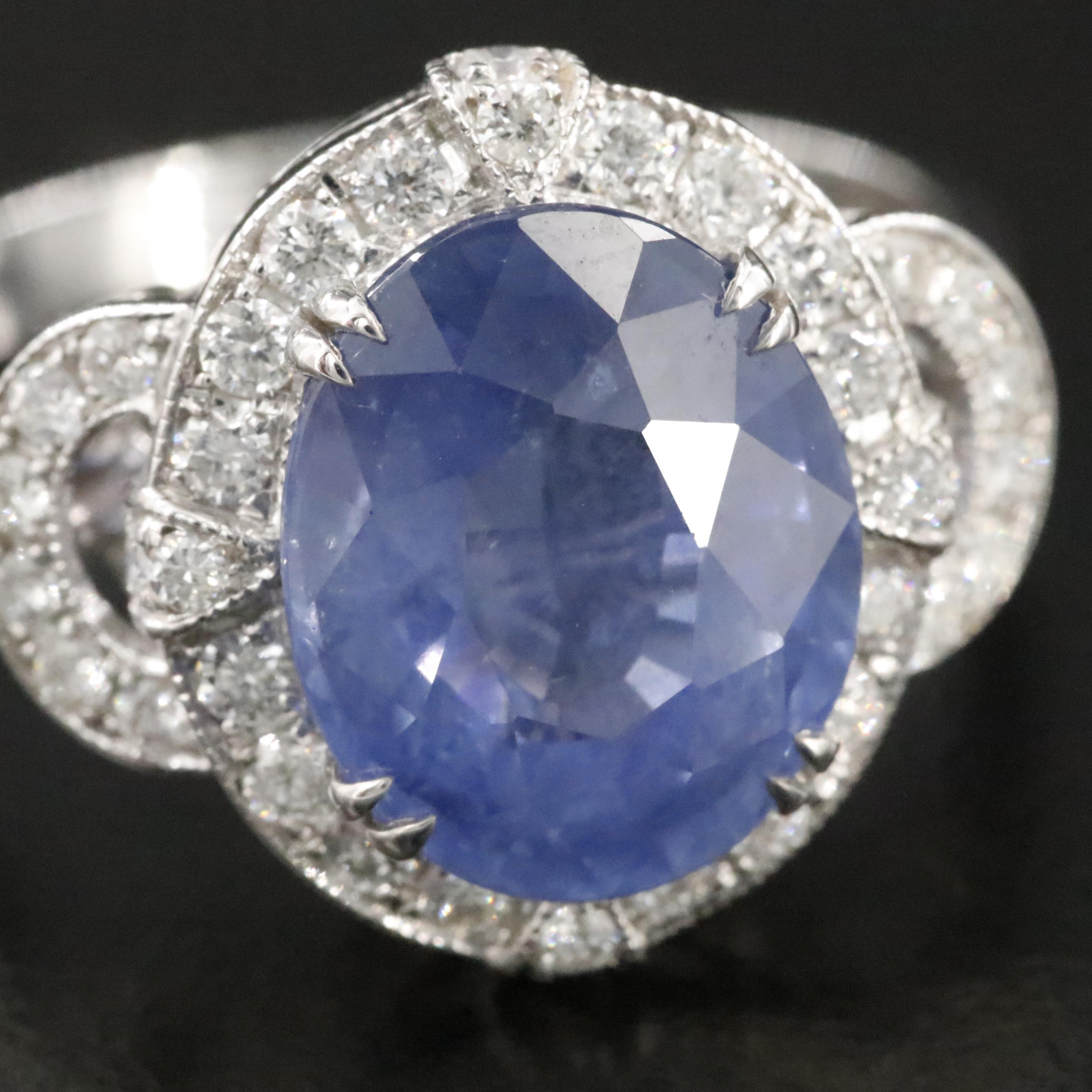 18K 4.84 CT Sapphire and Diamond Ring