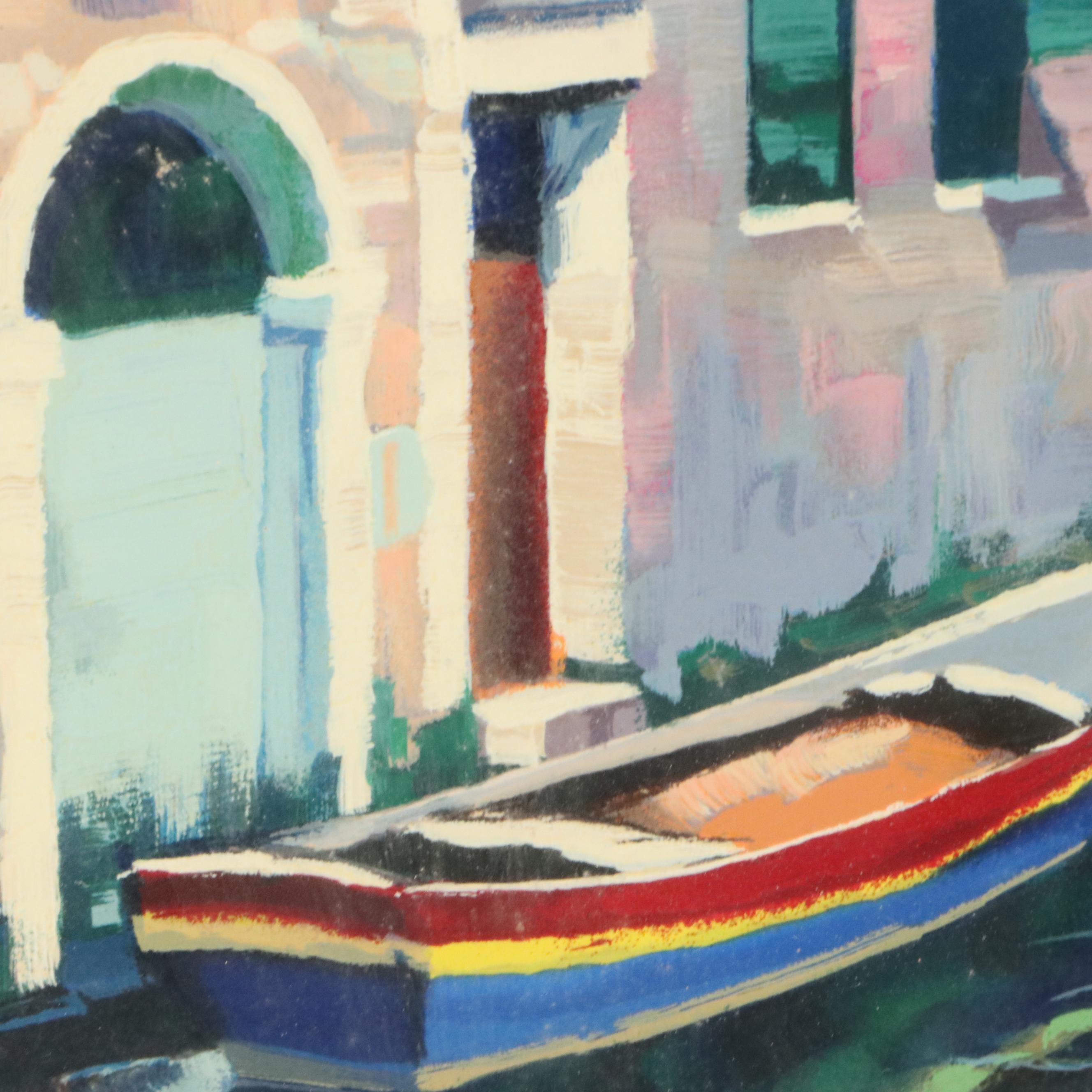 Howard Behrens Serigraph of Venetian Canal, Mid to Late 20th Century