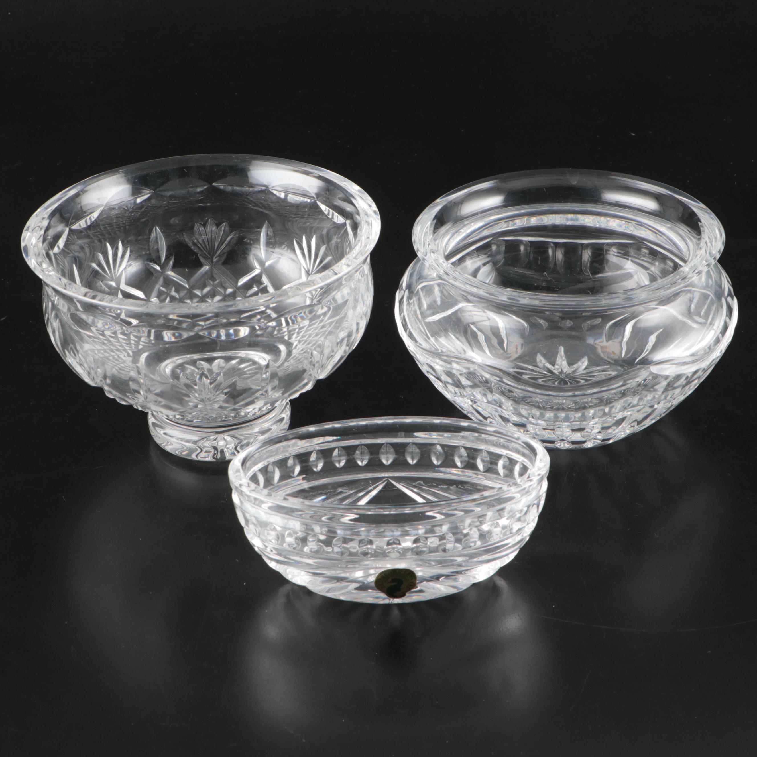 Waterford "Killarney" Crystal Footed Bowl with Other Oval Bowl and Planter