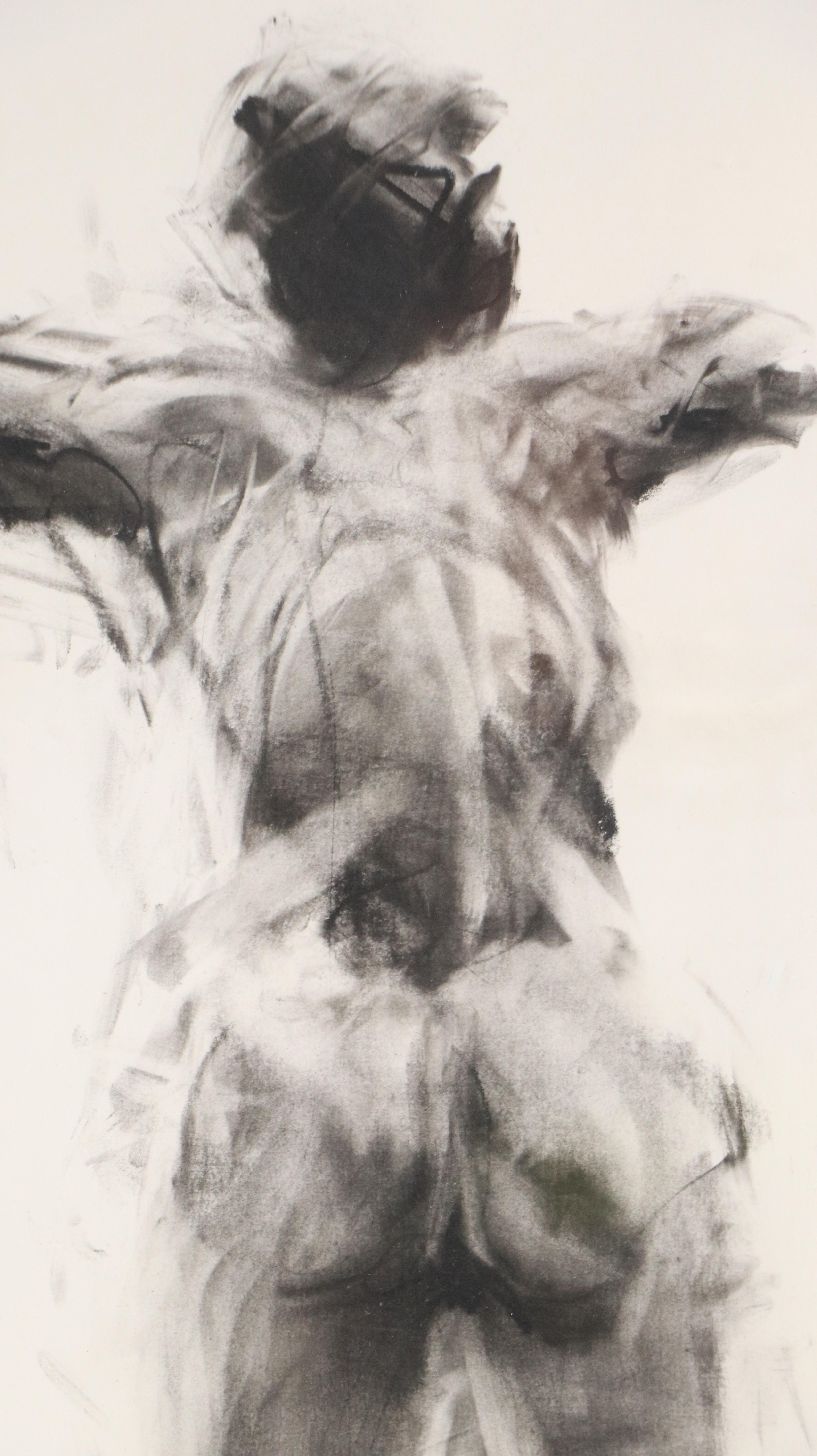 Figural Charcoal Drawing of Female Nude, 1991